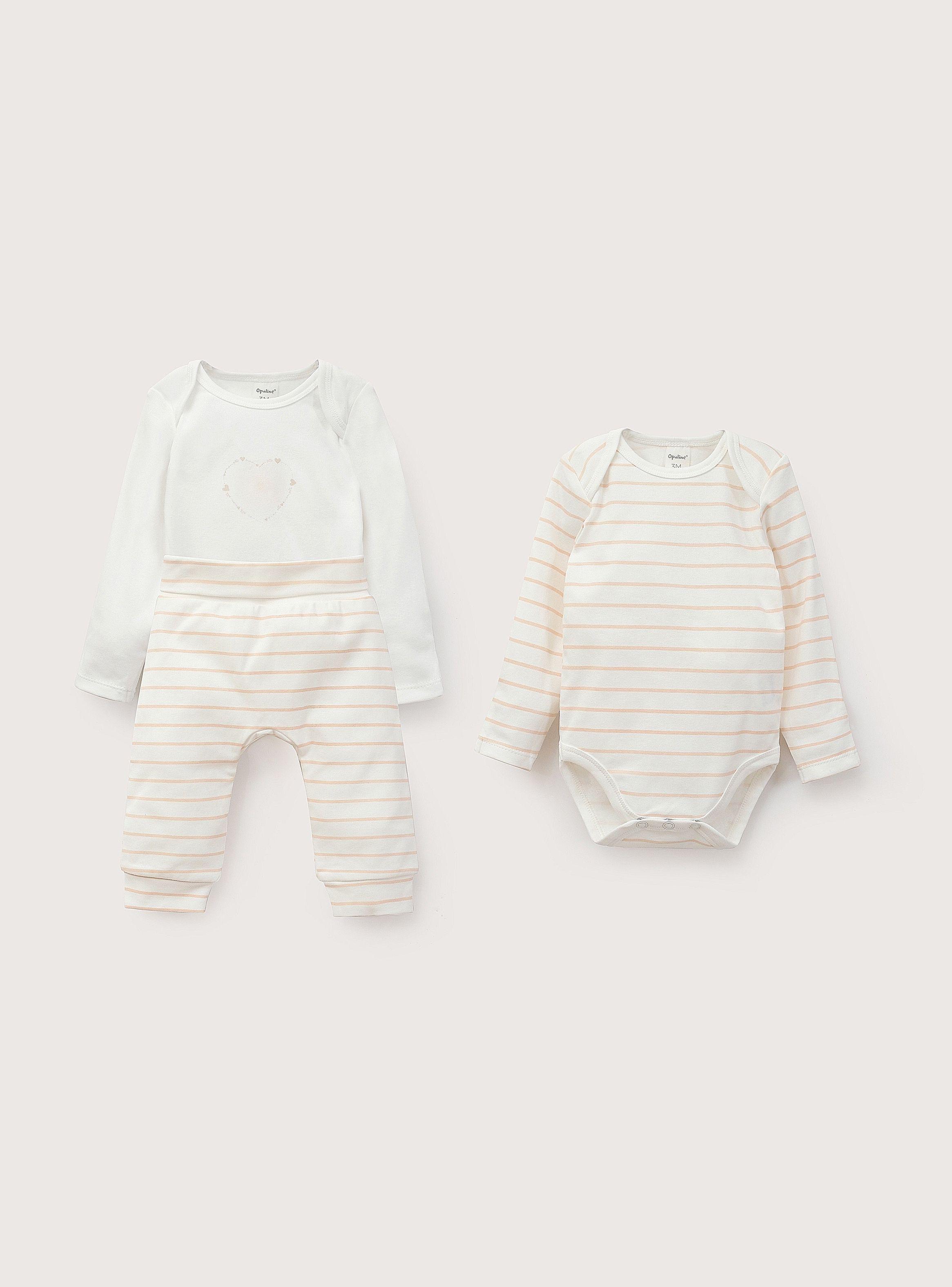 Conjunto De Bodies Bebe Niña Rosado-1