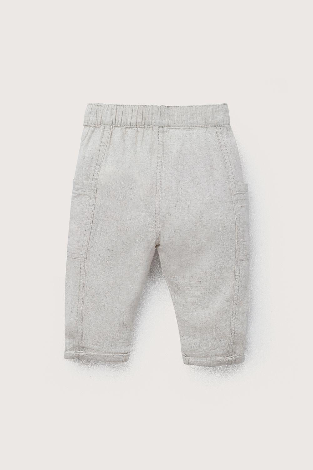 Pantalón de lino beige de niño-2