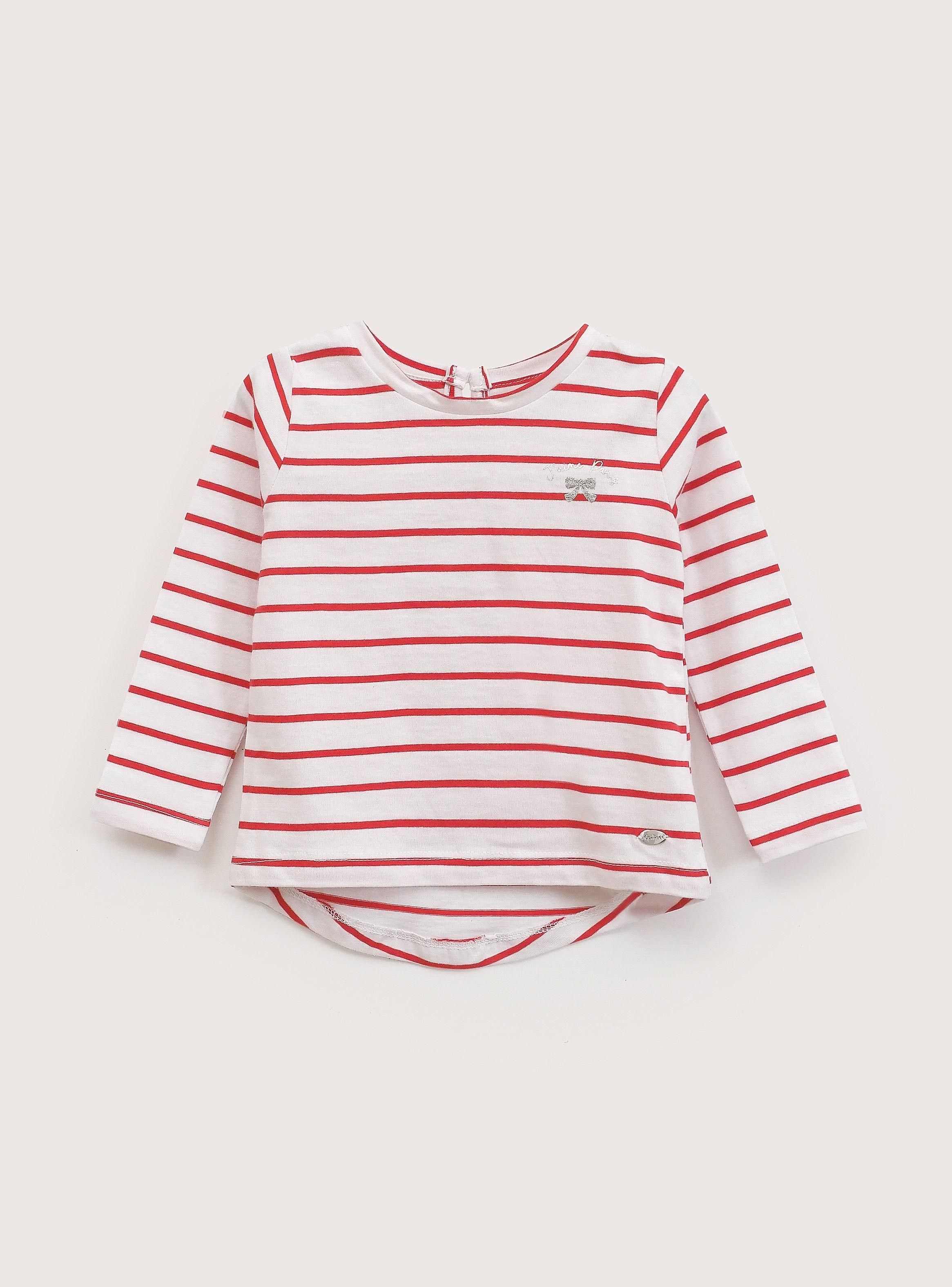Polera Infant Niña Blanca Con Lineas Rojas-1