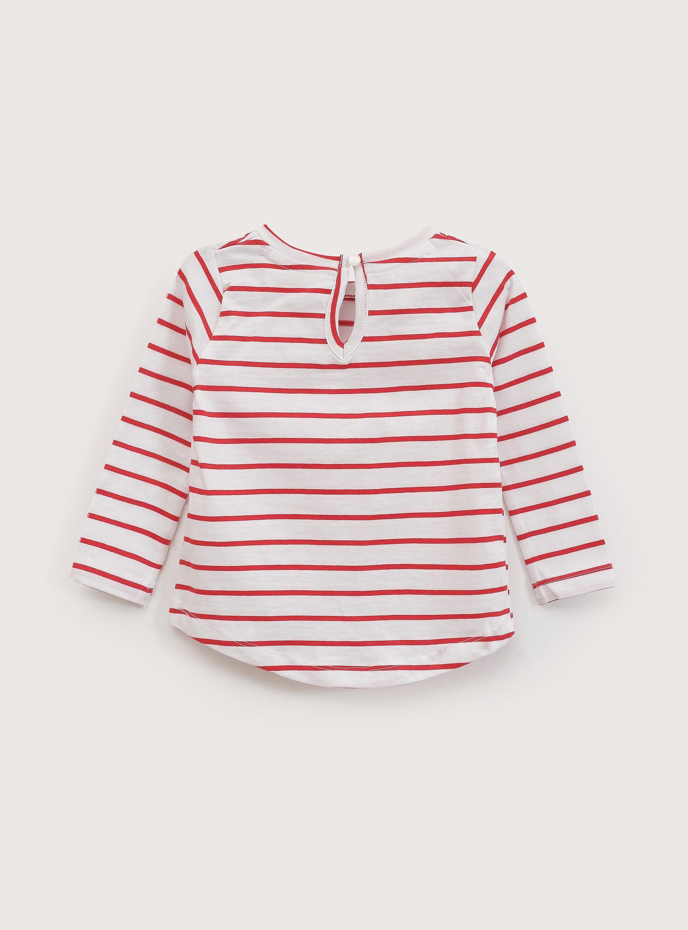 Polera Infant Niña Blanca Con Lineas Rojas-2