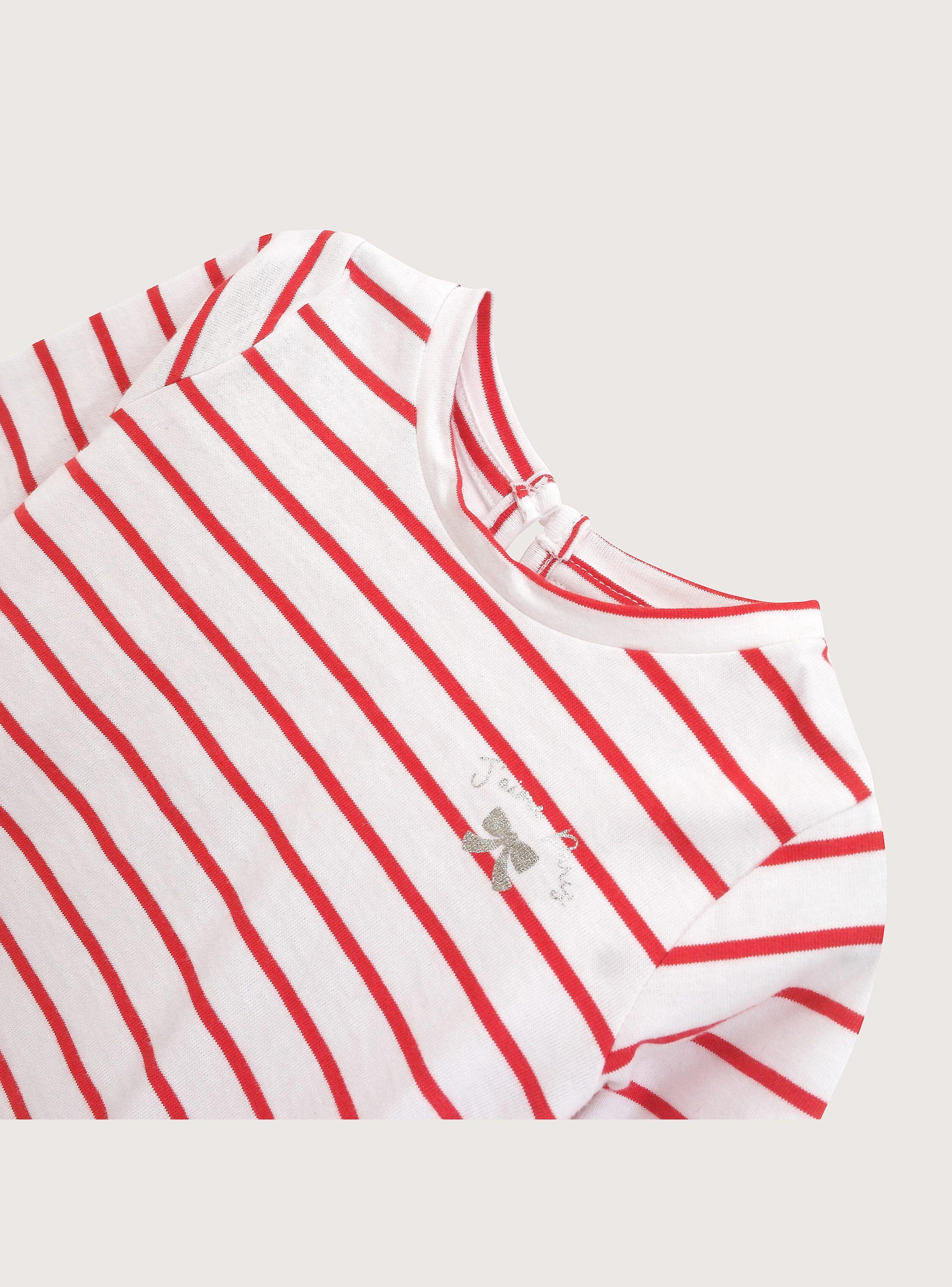 Polera Infant Niña Blanca Con Lineas Rojas-3