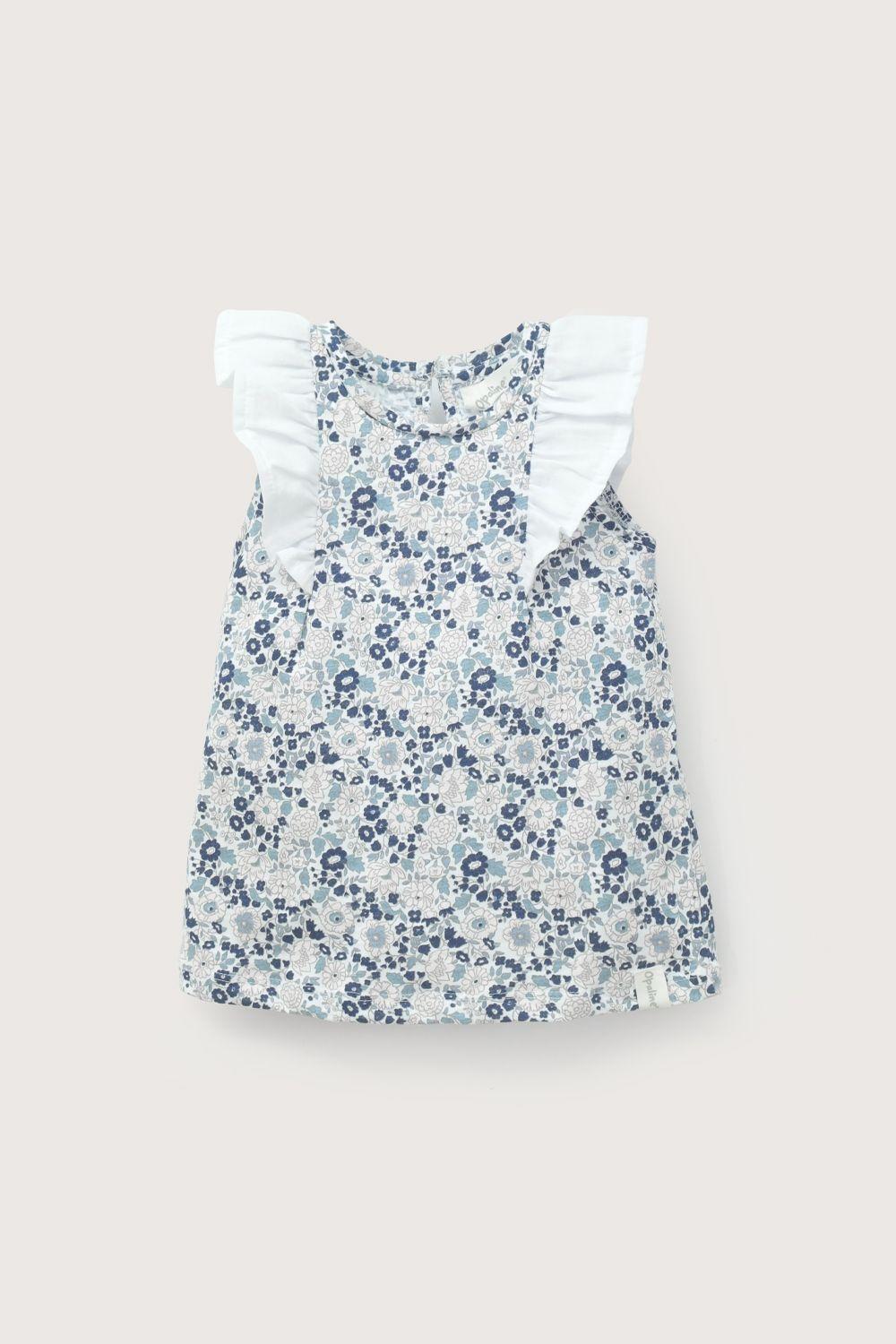 Conjunto calza y polera  azul de niña-2