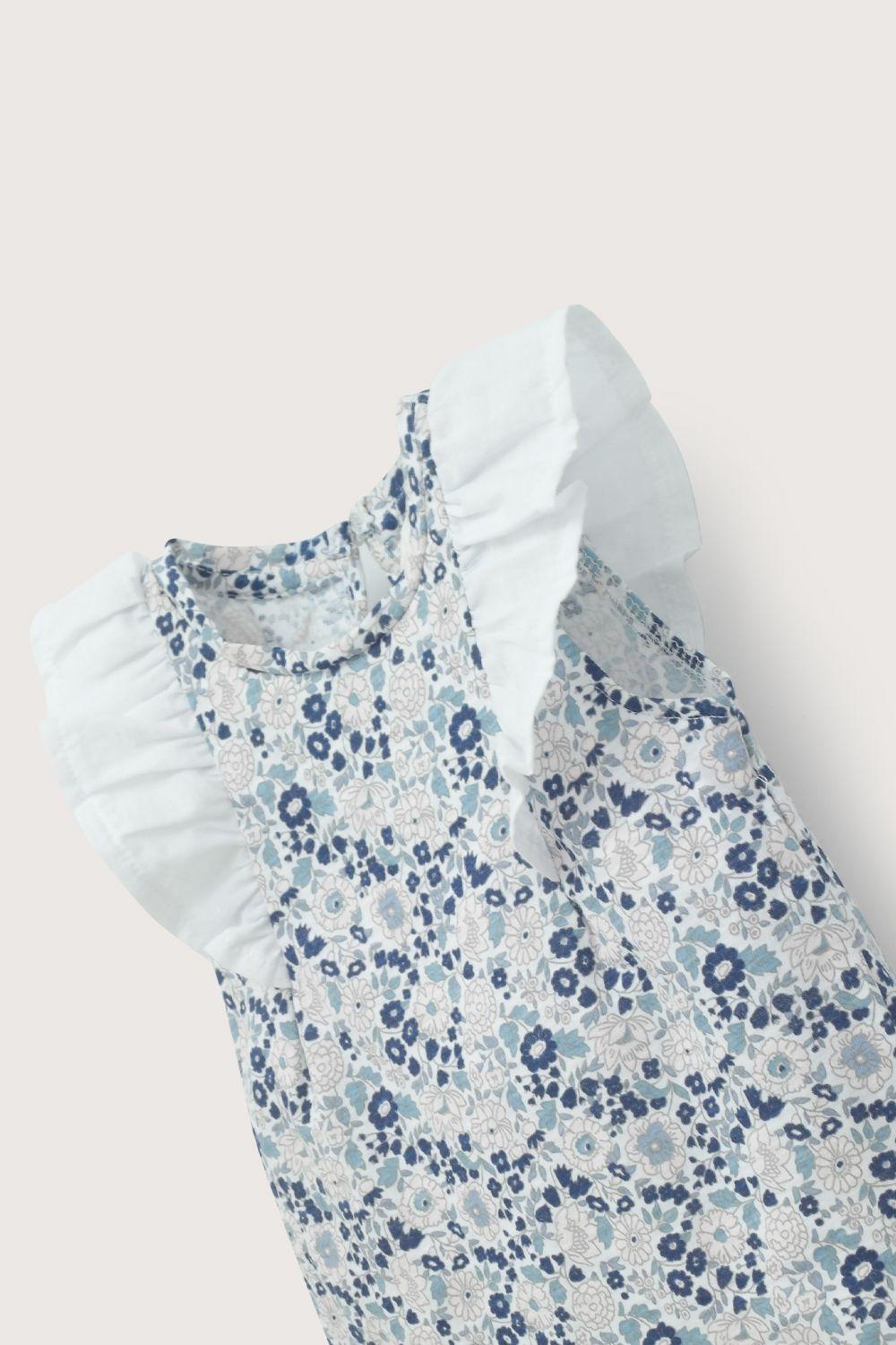 Conjunto calza y polera  azul de niña-4