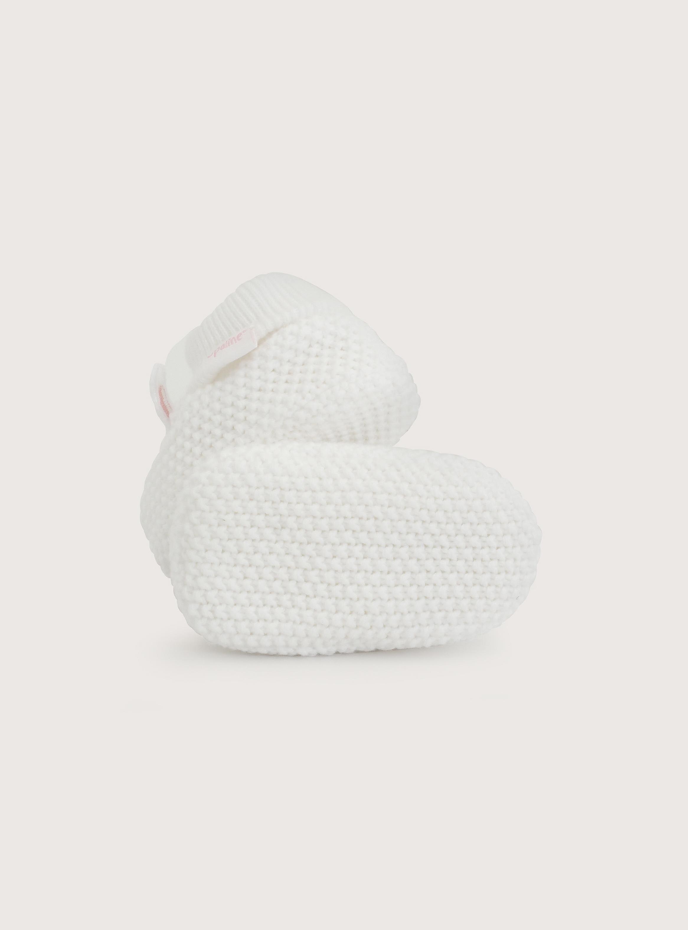 Zapato Tejido Conejo Blanco Bebé-2