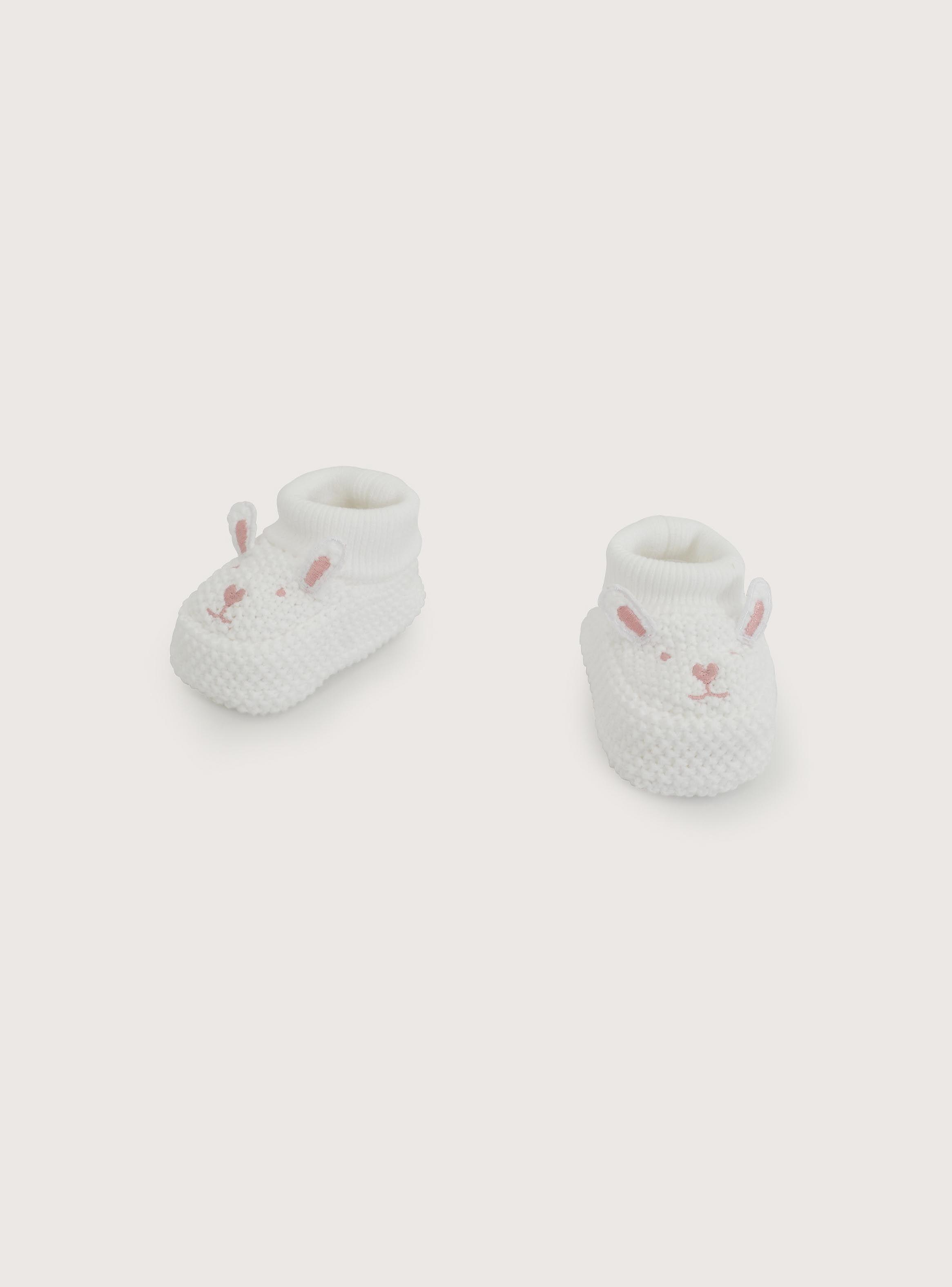 Zapato Tejido Conejo Blanco Bebé-3
