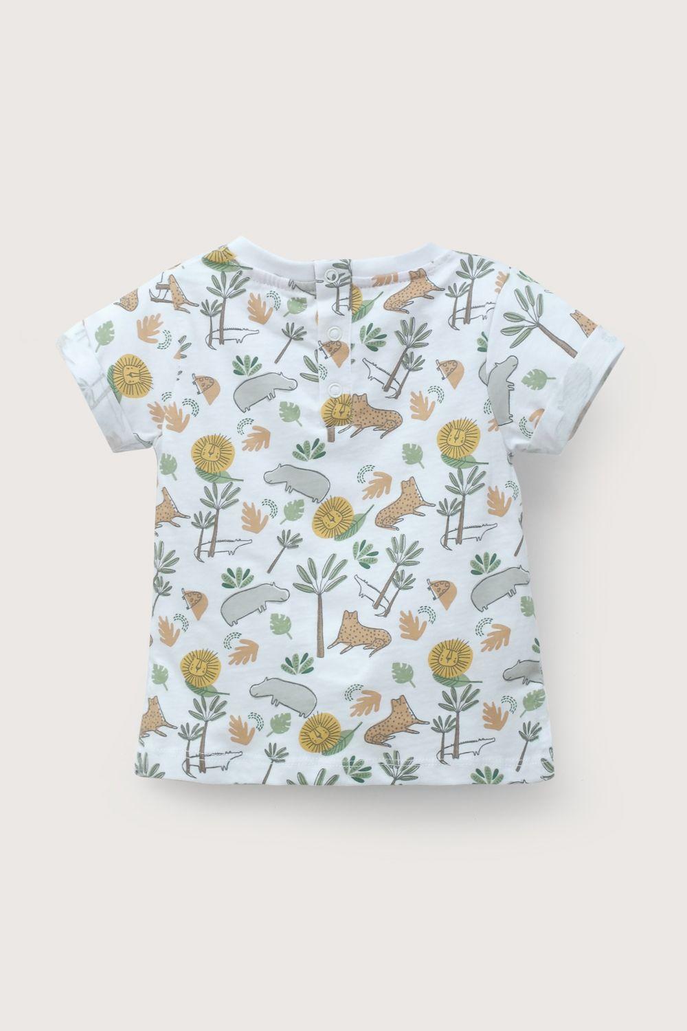 Polera manga corta blanca animales de niño-2