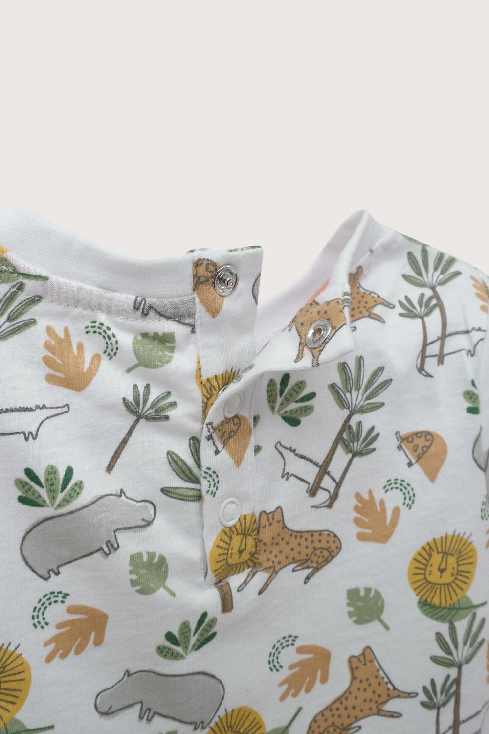 Polera manga corta blanca animales de niño-4