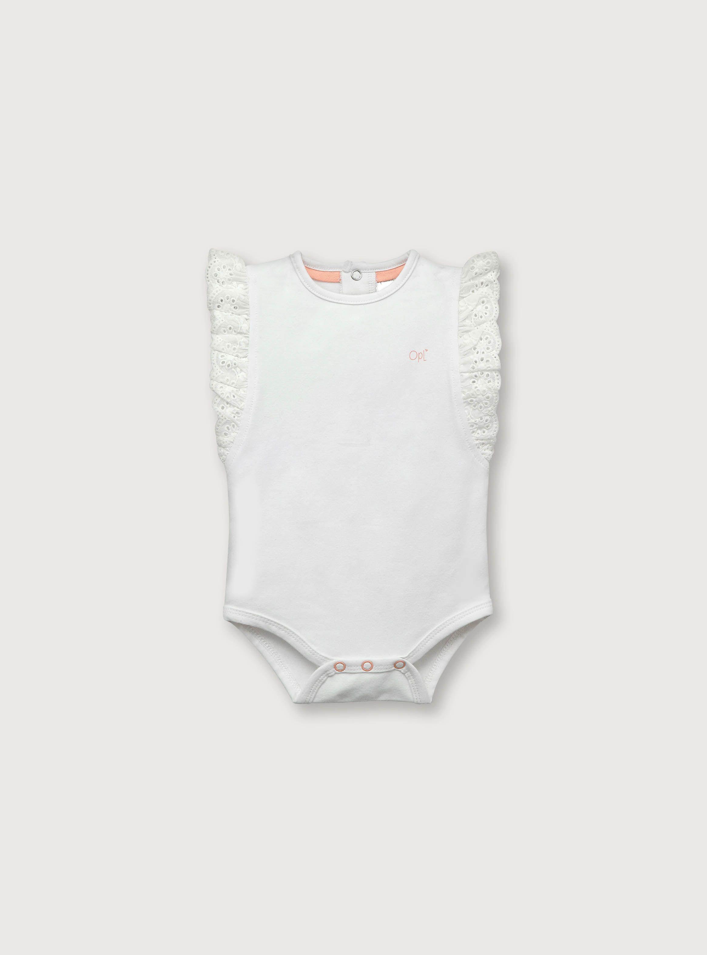 Body de niña manga vuelo broderie Blanco (recién nacido a 9 meses)-0