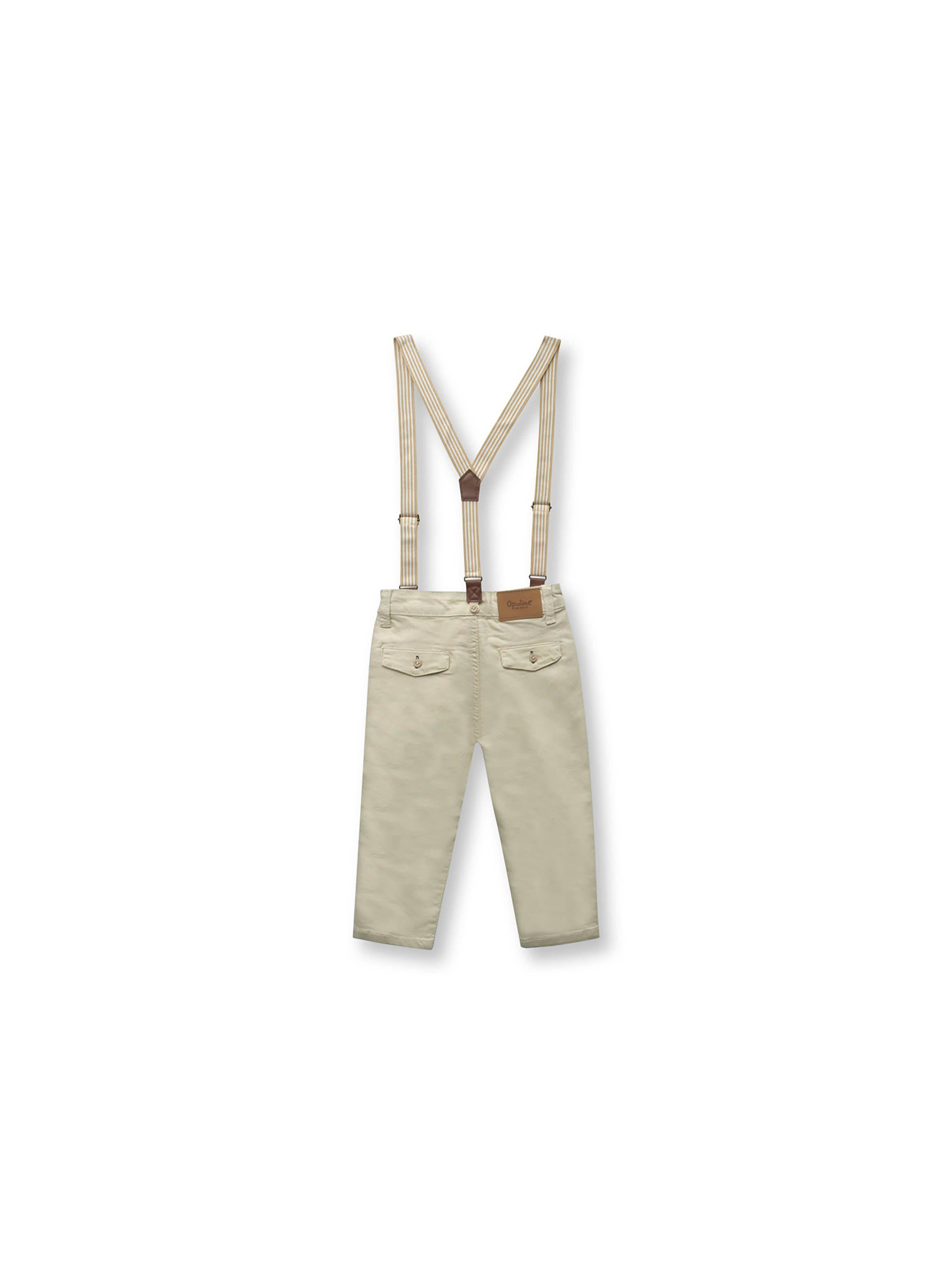 Pantalón De Niño Con Suspensores Beige (6M A 4A) Opaline-1
