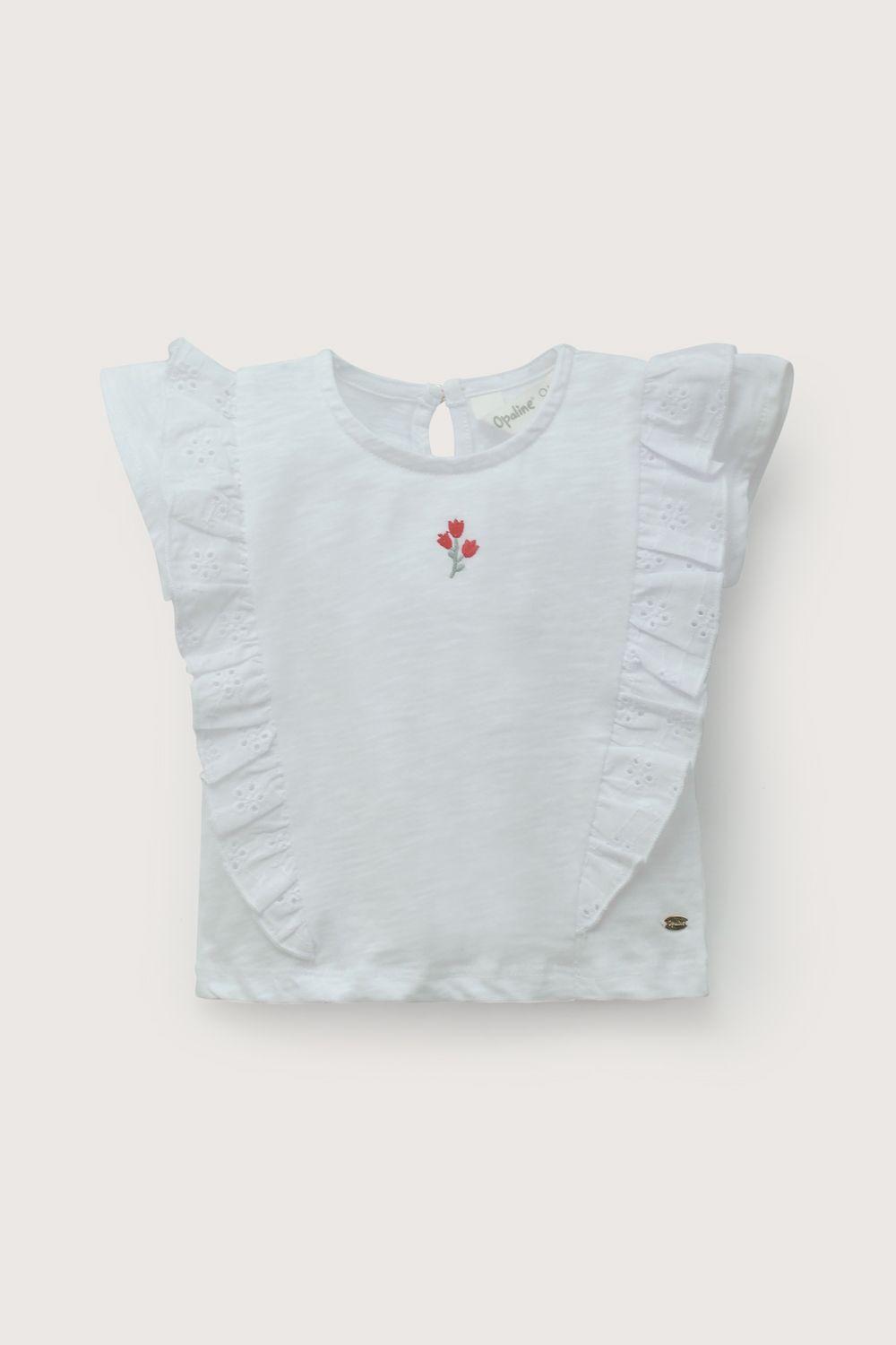 Polera manga corta vuelos blanca de niña-1