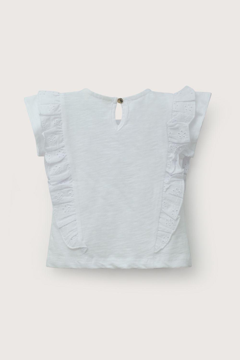 Polera manga corta vuelos blanca de niña-2