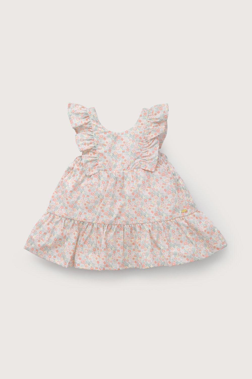 Vestido estampado rosado de niña-1