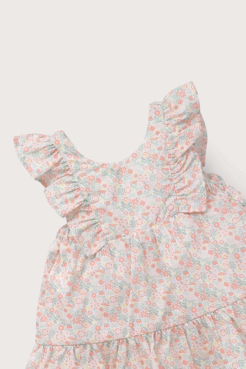 Vestido estampado rosado de niña-3