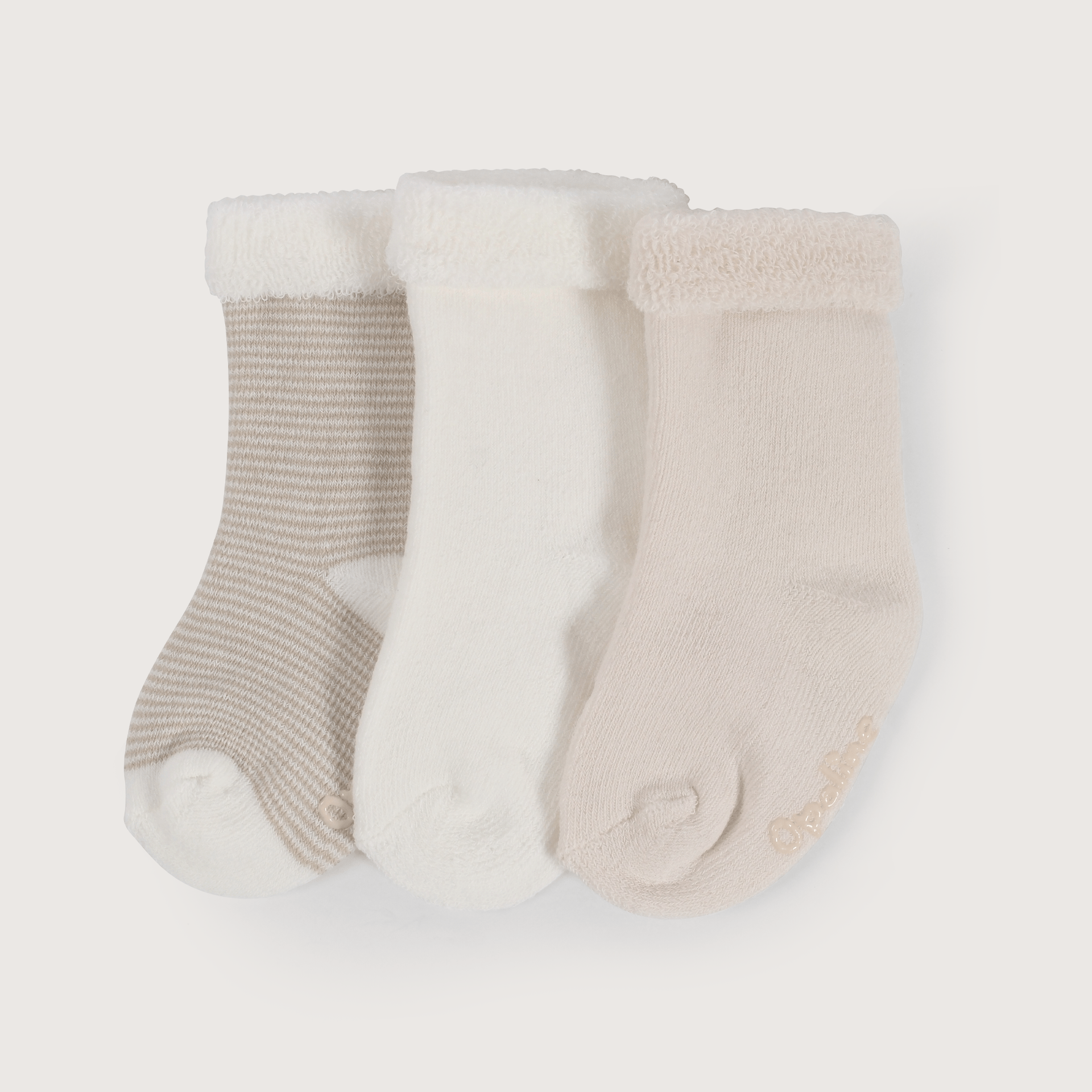 Pack de 3 calcetines beige de bebe-0