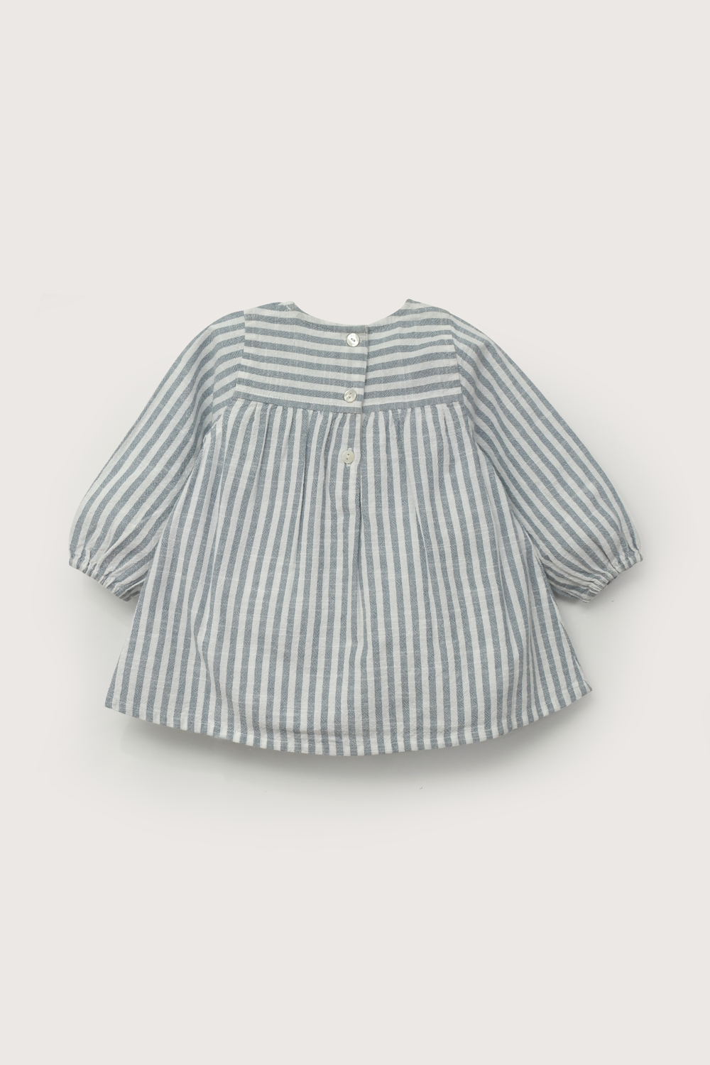 Vestido azul con lineas de bebé niña-2