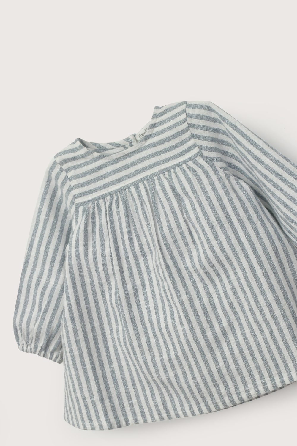 Vestido azul con lineas de bebé niña-3