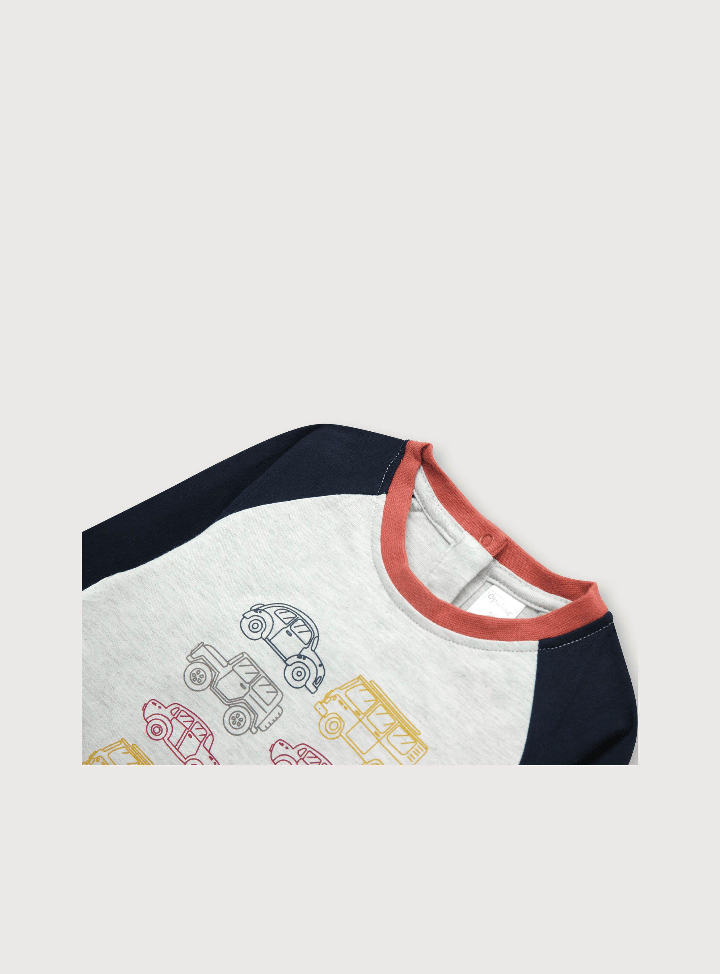 Polera Niño Manga Raglan Autos Gris (6M A 4A) Opaline-2