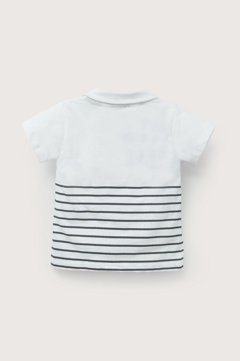 Polera manga corta rayas blanca de niño-2