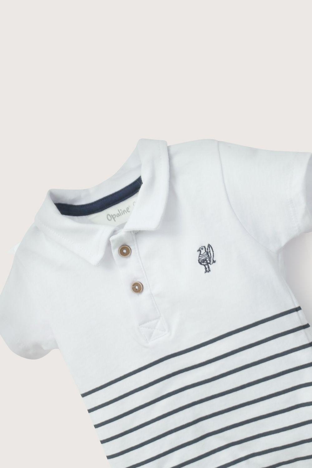 Polera manga corta rayas blanca de niño-3