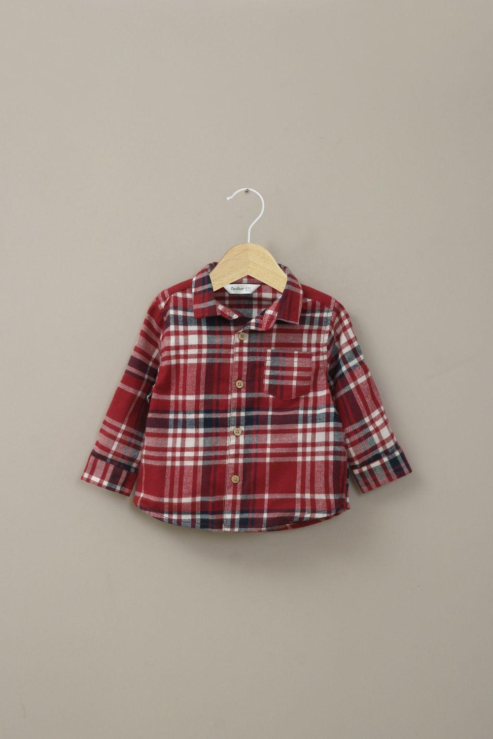 Camisa escocesa roja de niño-0