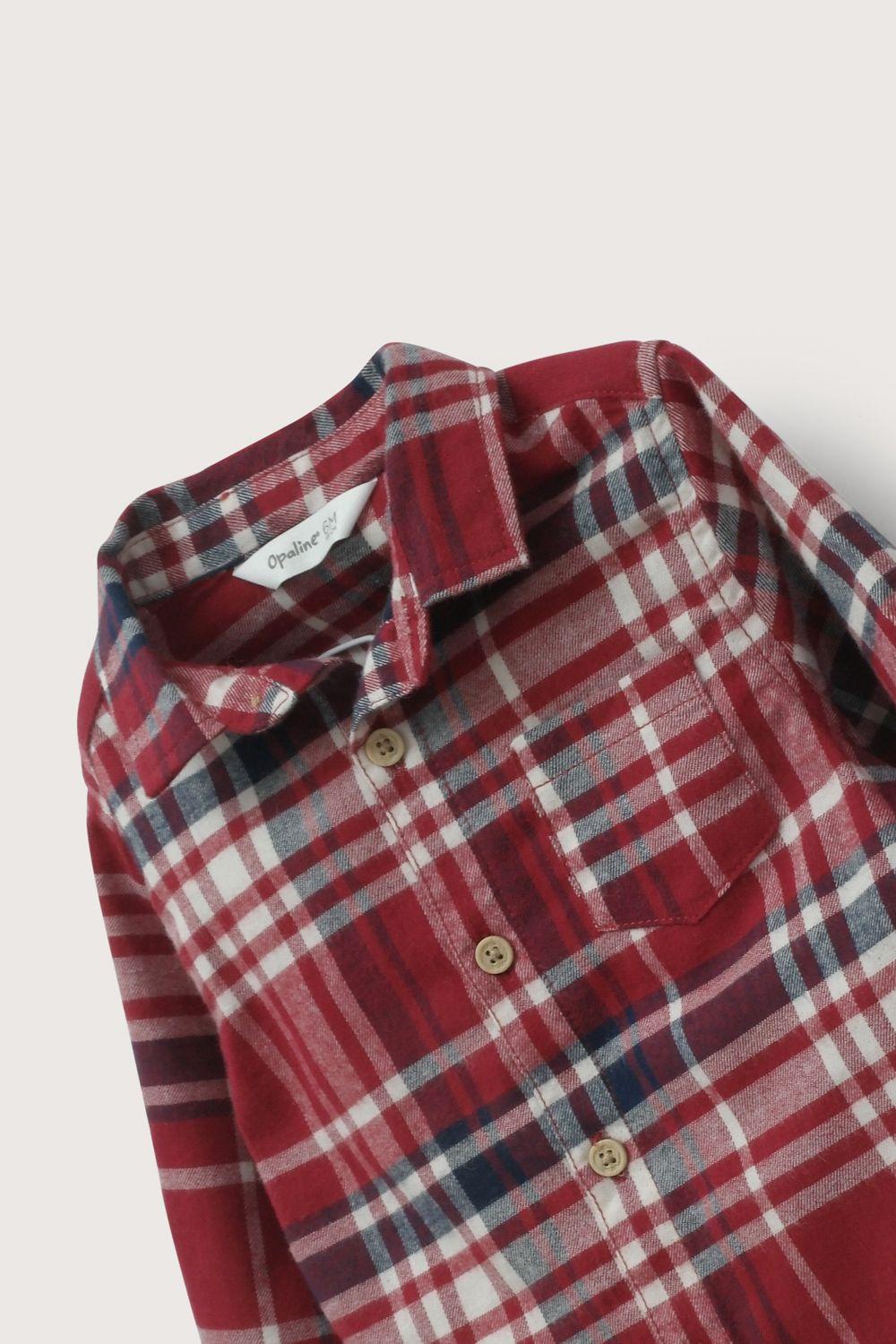 Camisa escocesa roja de niño-3