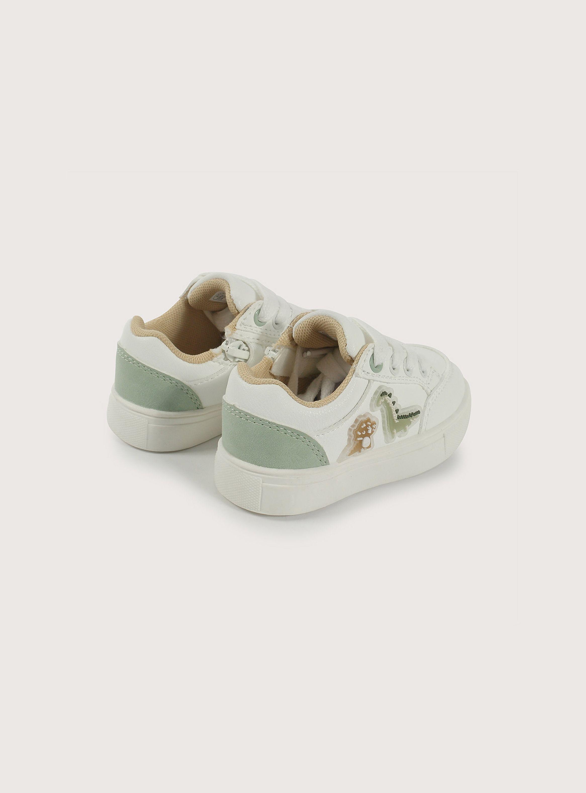 Zapatilla dinosaurio blanca de niño-4