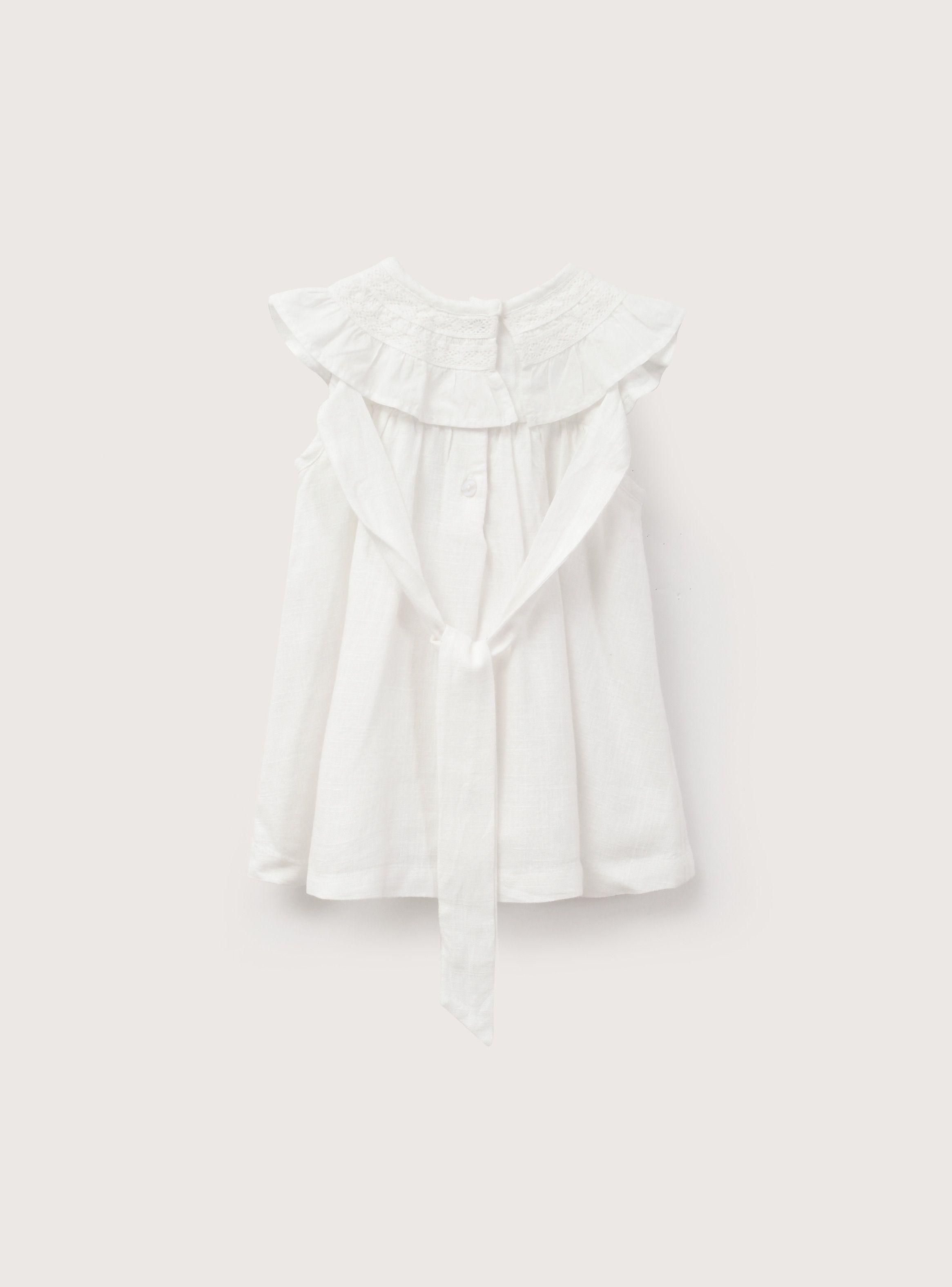 Vestido Blanco Con Lino Infant Niña-2