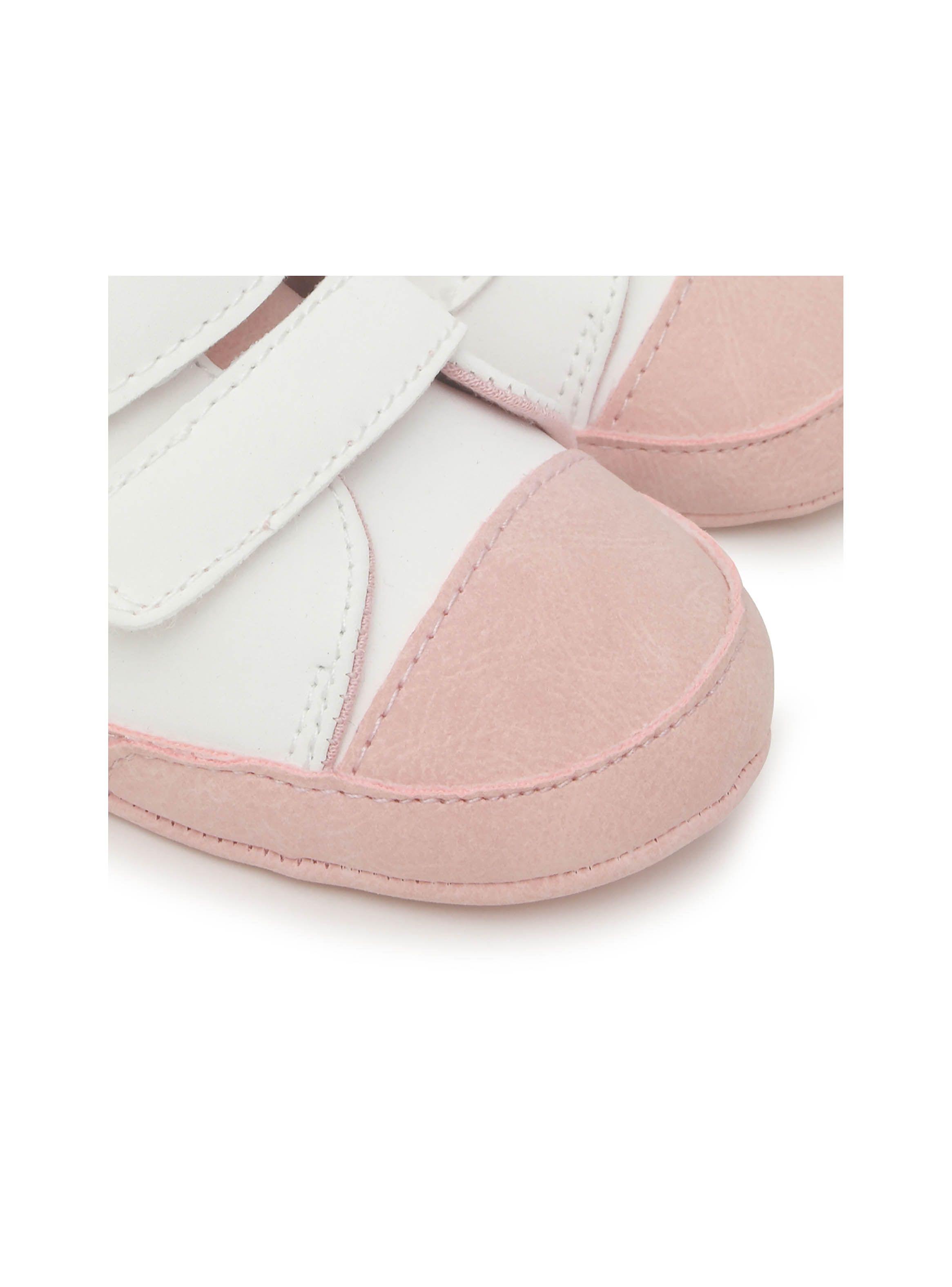 Zapatilla de bebé niña doble velcro canvas bordado Blanco (14-18)-5