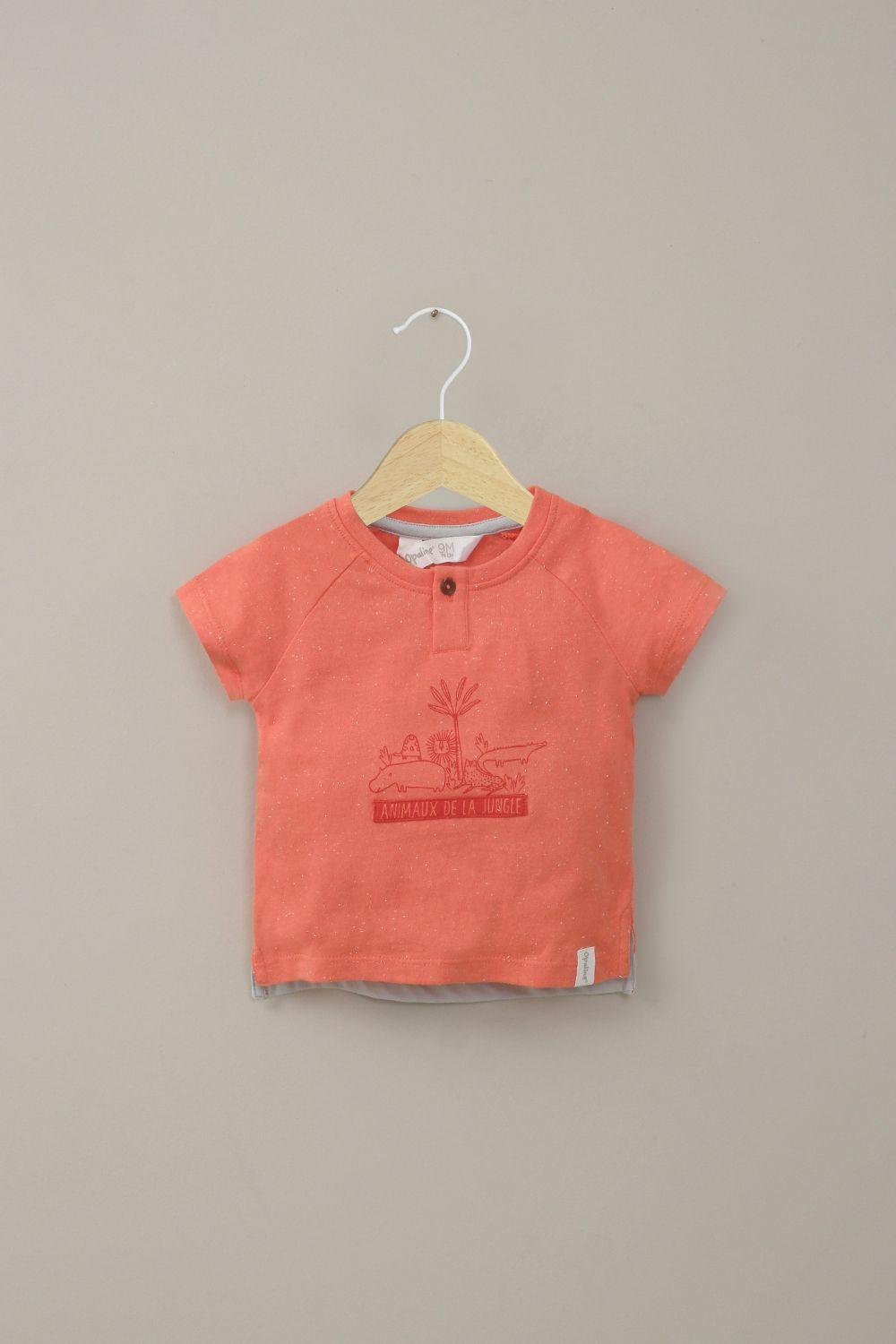 Polera manga corta roja de niño-0