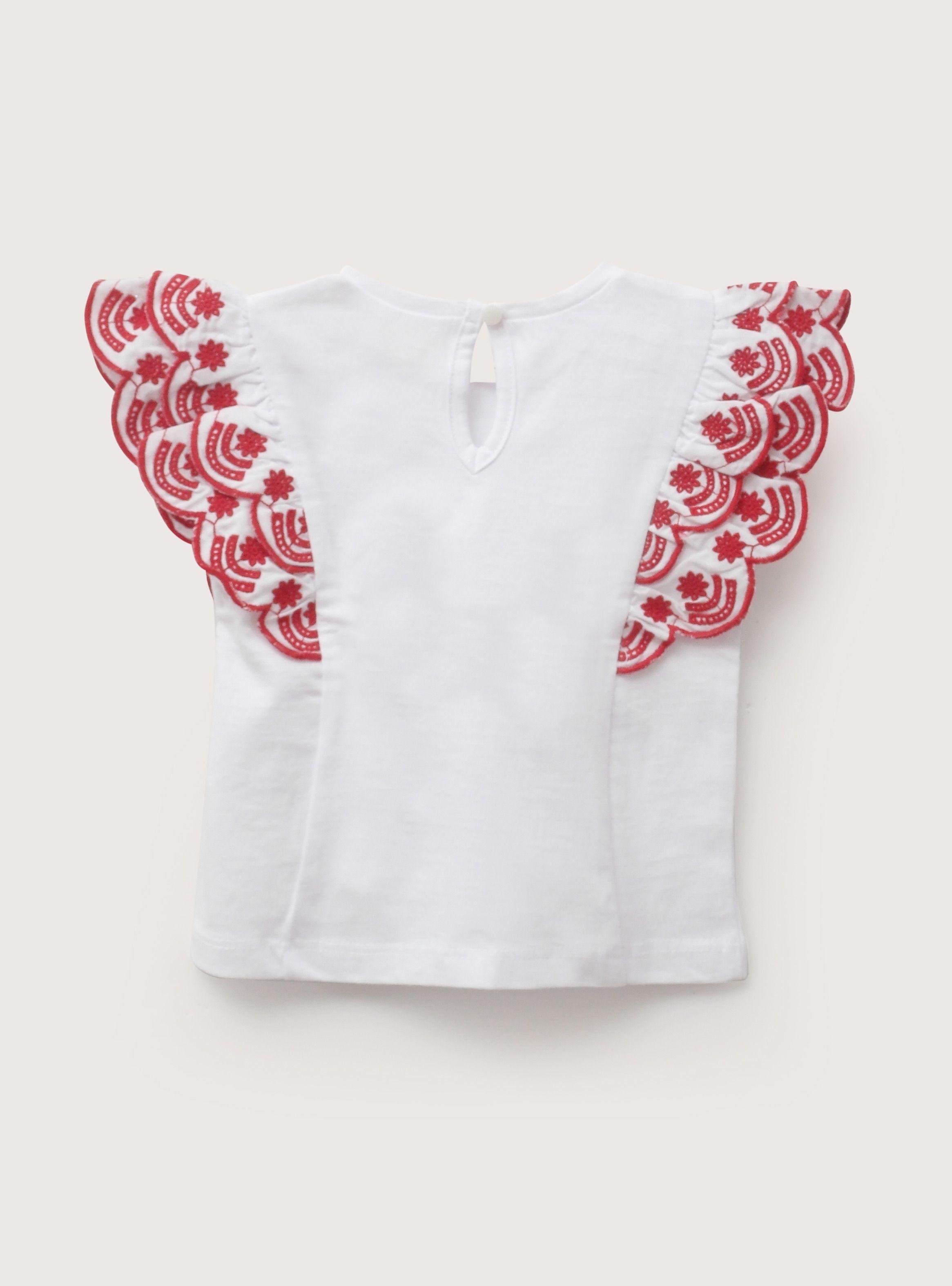 Polera Manga Vuelos Blanca Infant Niña-2