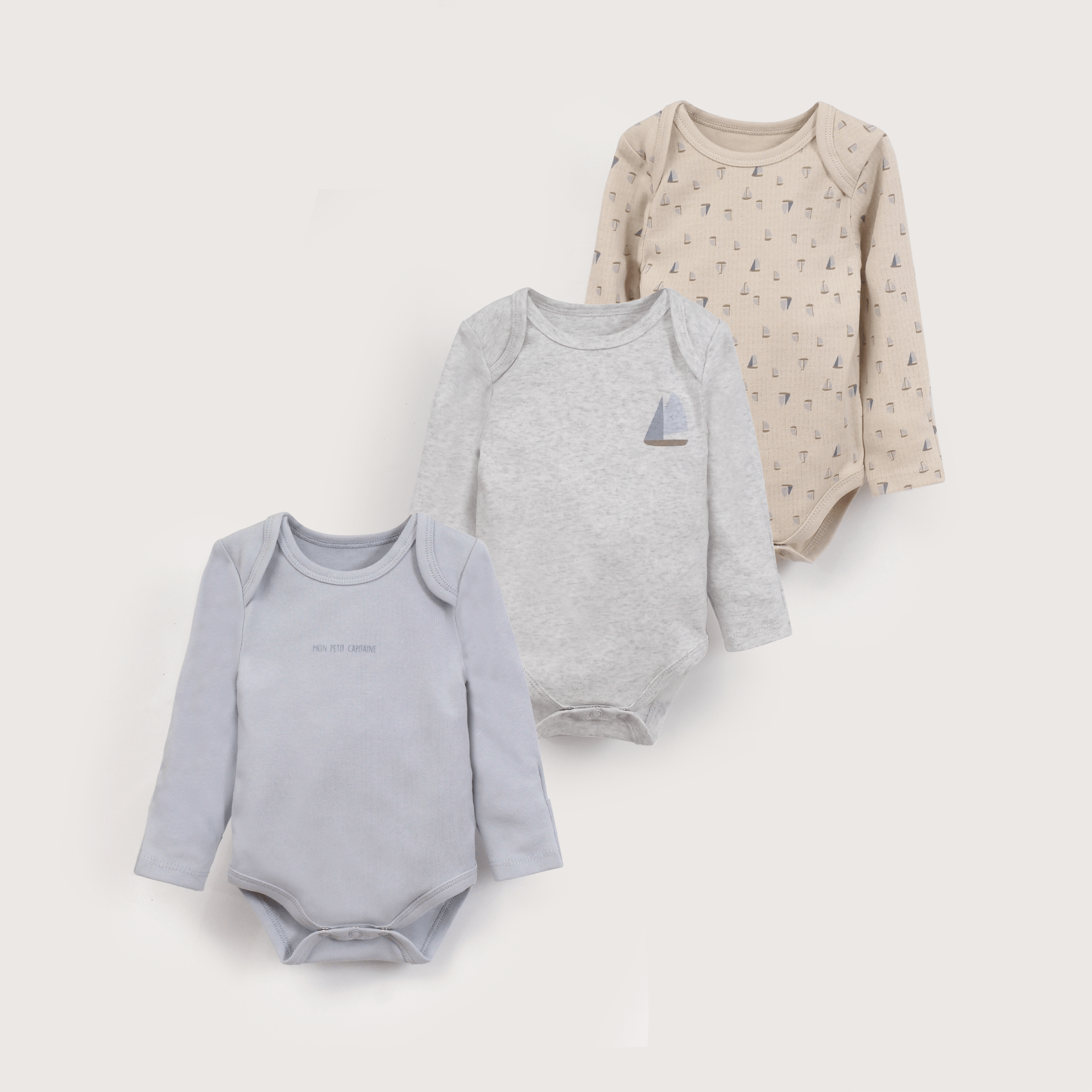 Tripack bodies manga larga veleros de bebé niño-1