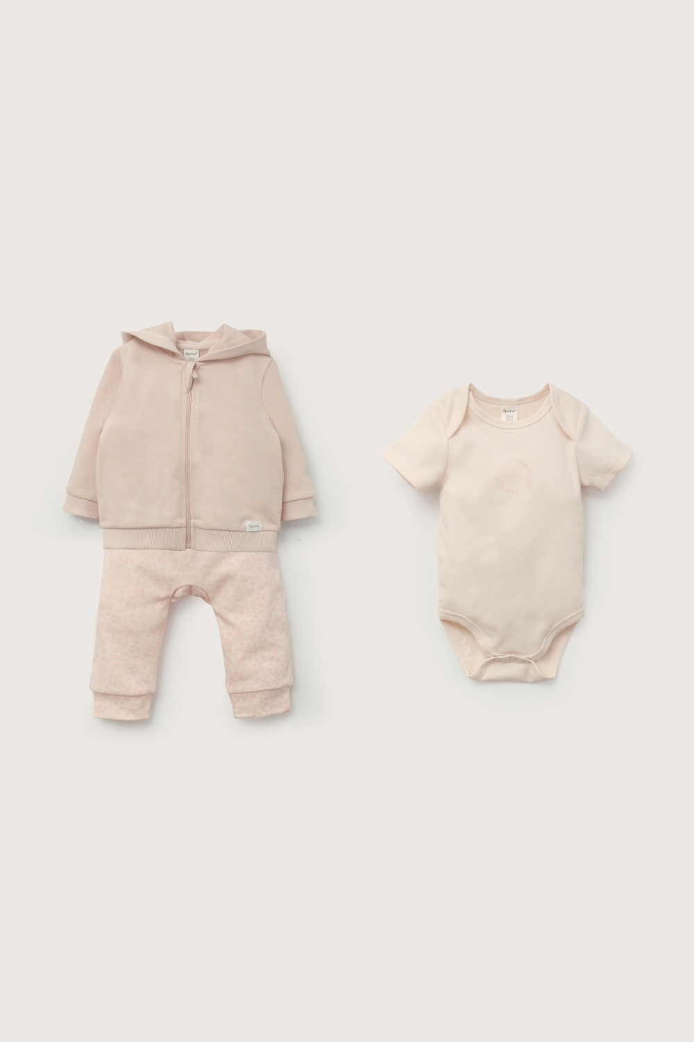 Conjunto 3 piezas polerón, body y pantalón rosado bebé niña-1