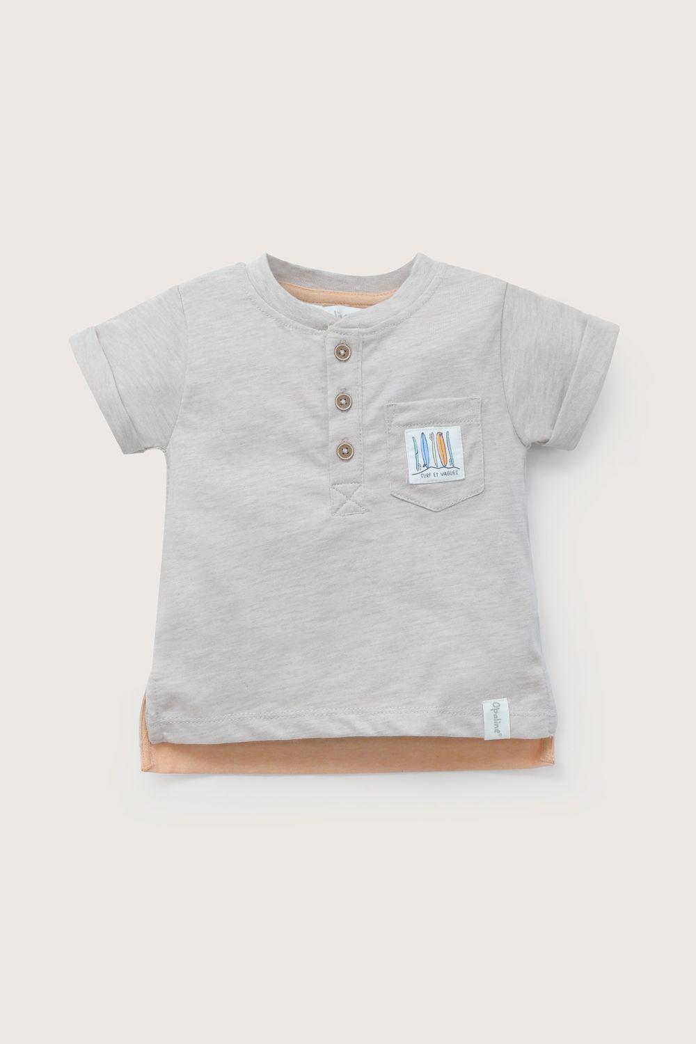 Polera manga corta beige de niño-1