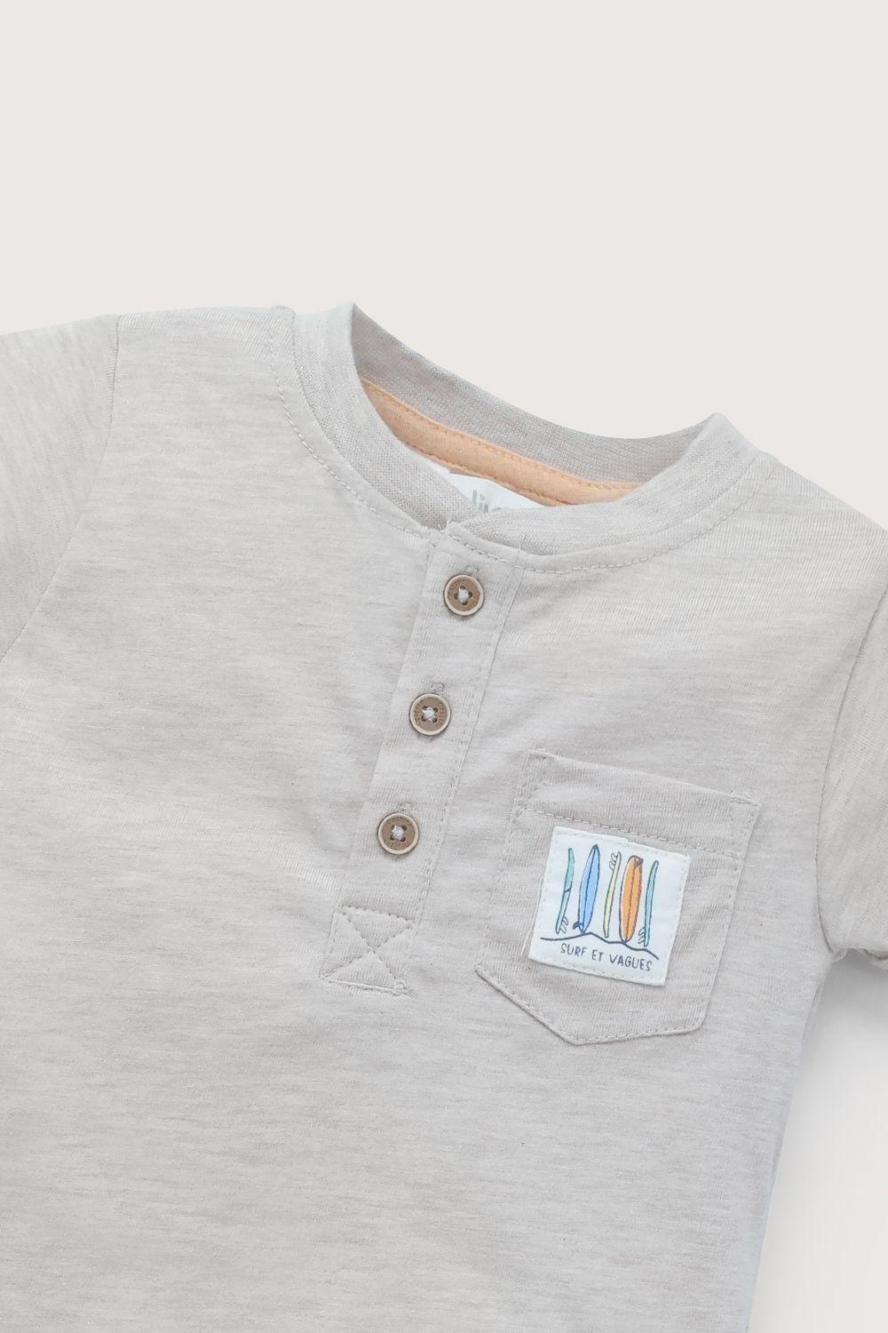 Polera manga corta beige de niño-3