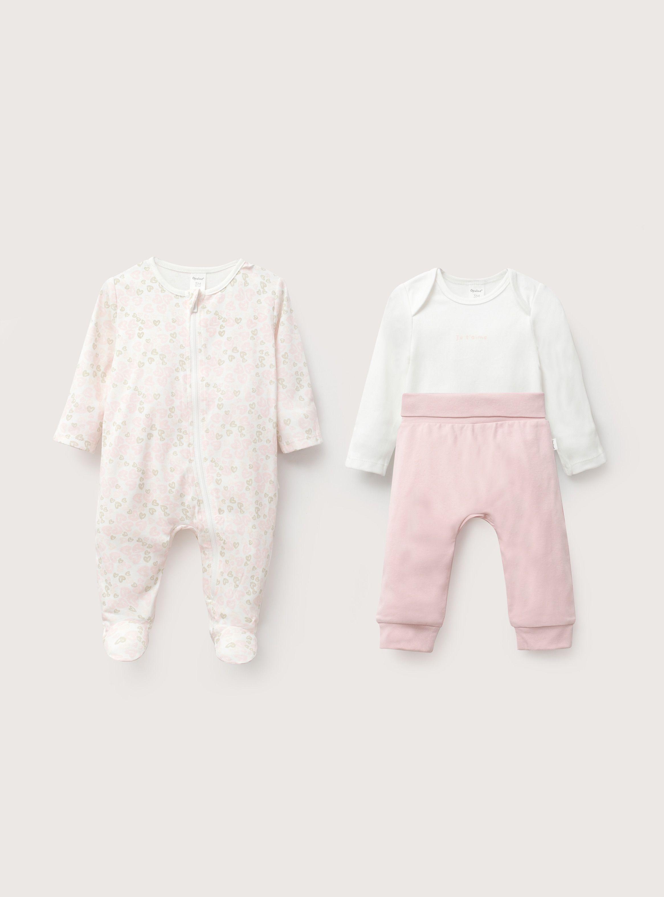 Conjunto 3 Piezas Rosado Claro Bebe Niña-1