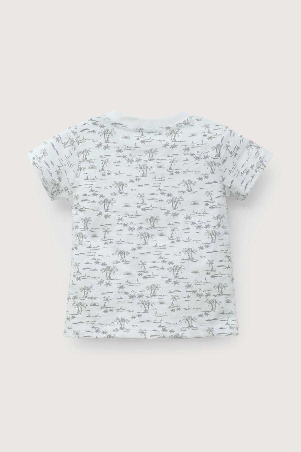 Polera manga corta blanca palmeras de niño-2
