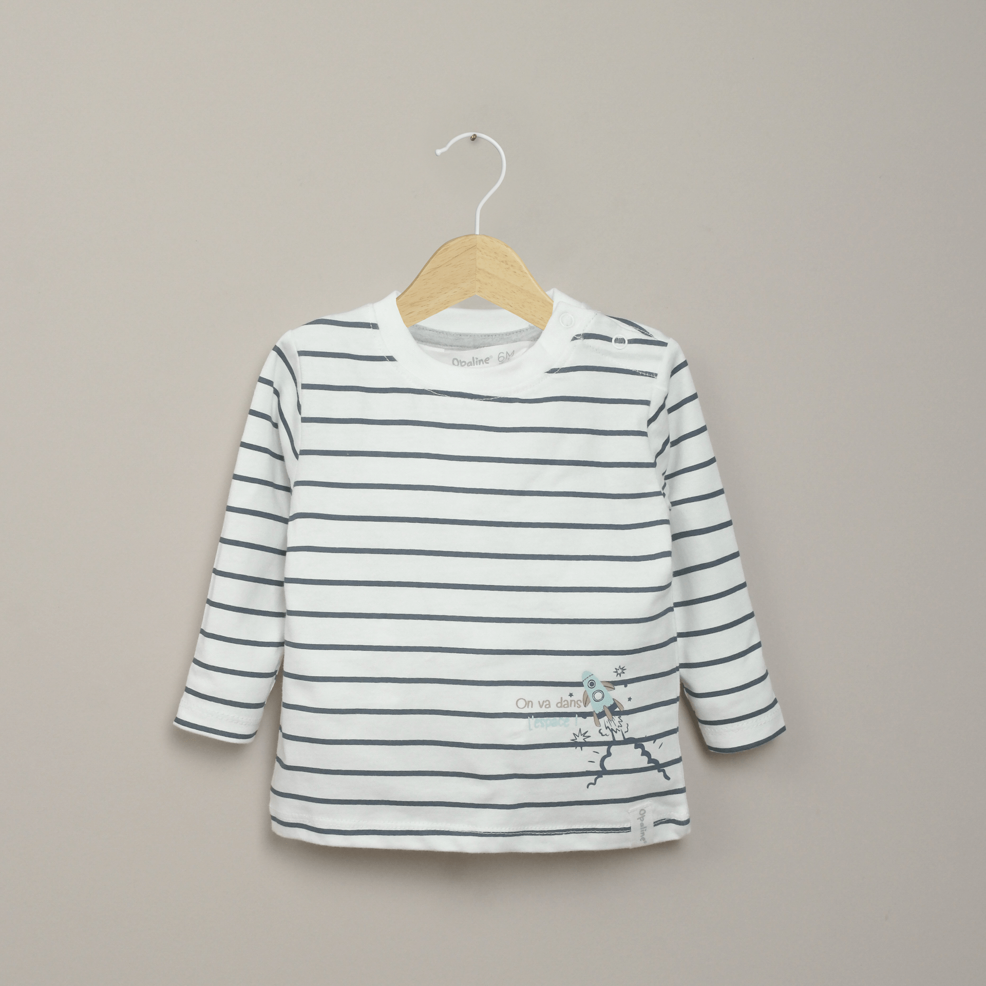 Polera manga larga estampada blanca de niño-0