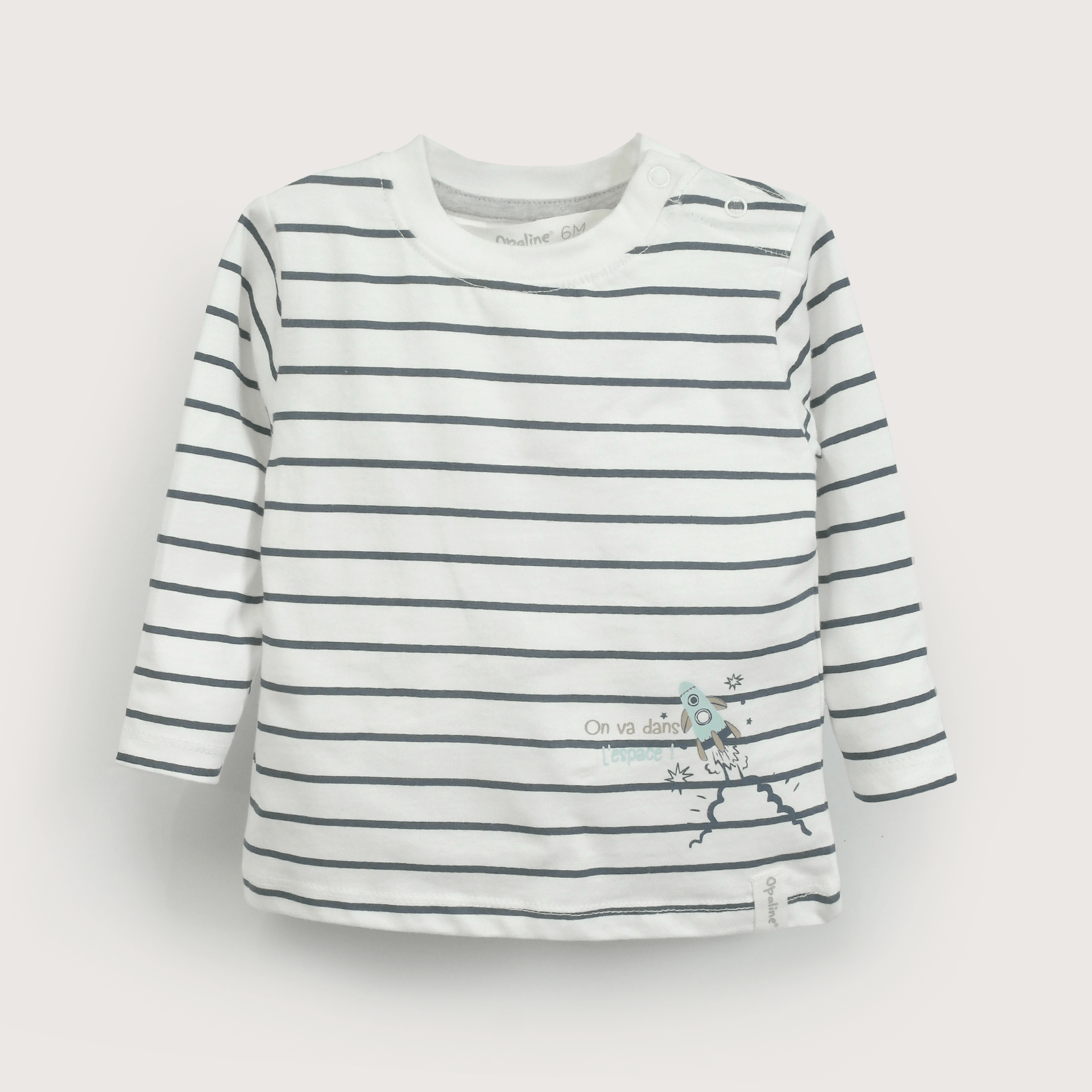 Polera manga larga estampada blanca de niño-1