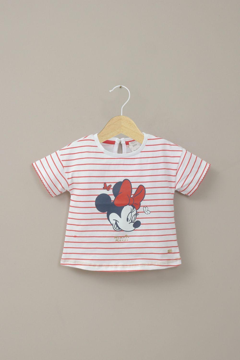 Polera a rayas blanca disney de niña-0