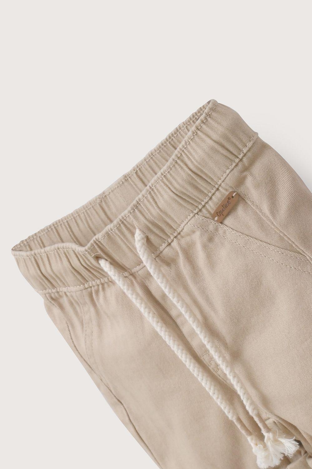Short de gabardina beige de niño-3