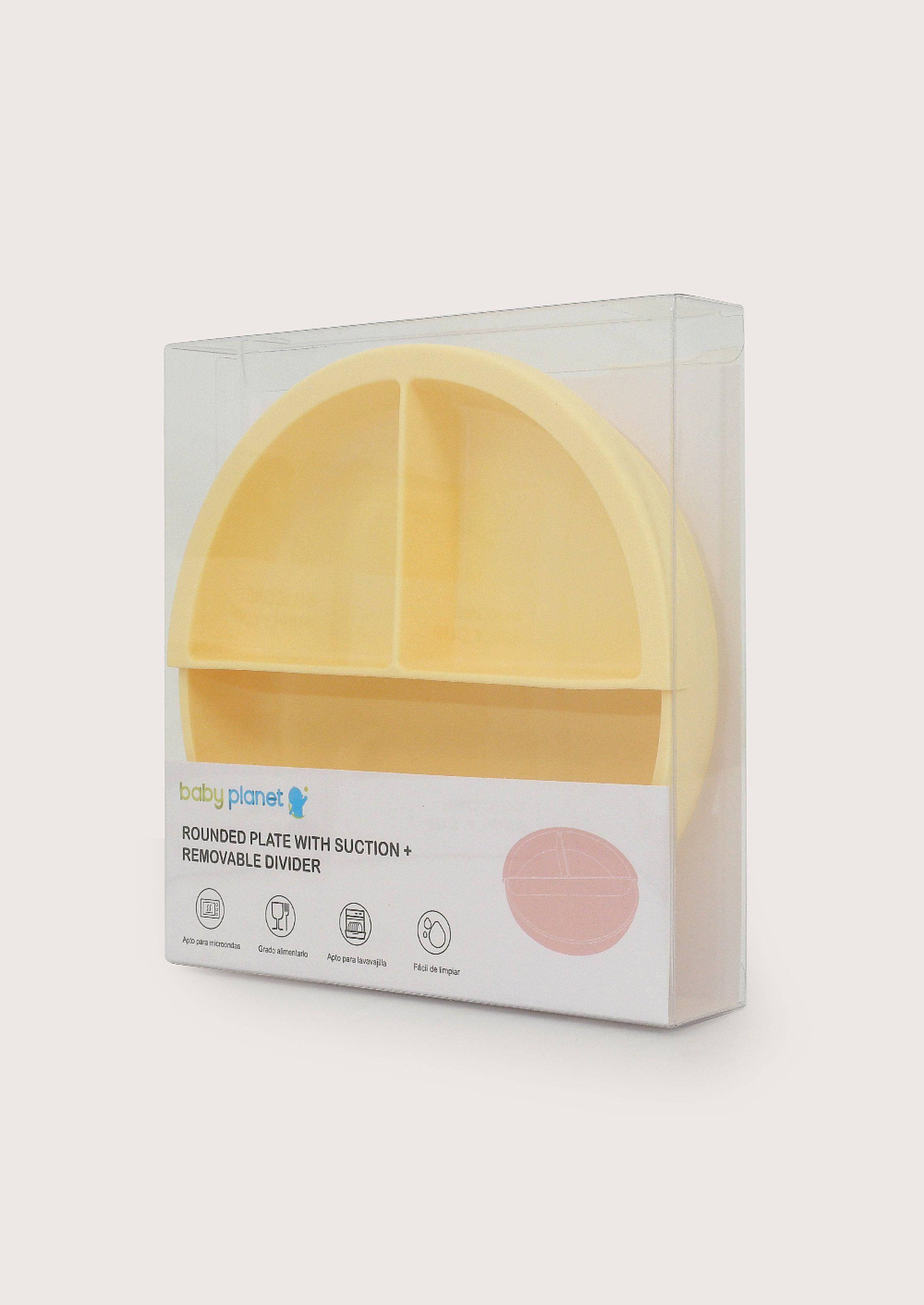 Plato redondo con base antideslizante dividor amarillo-3
