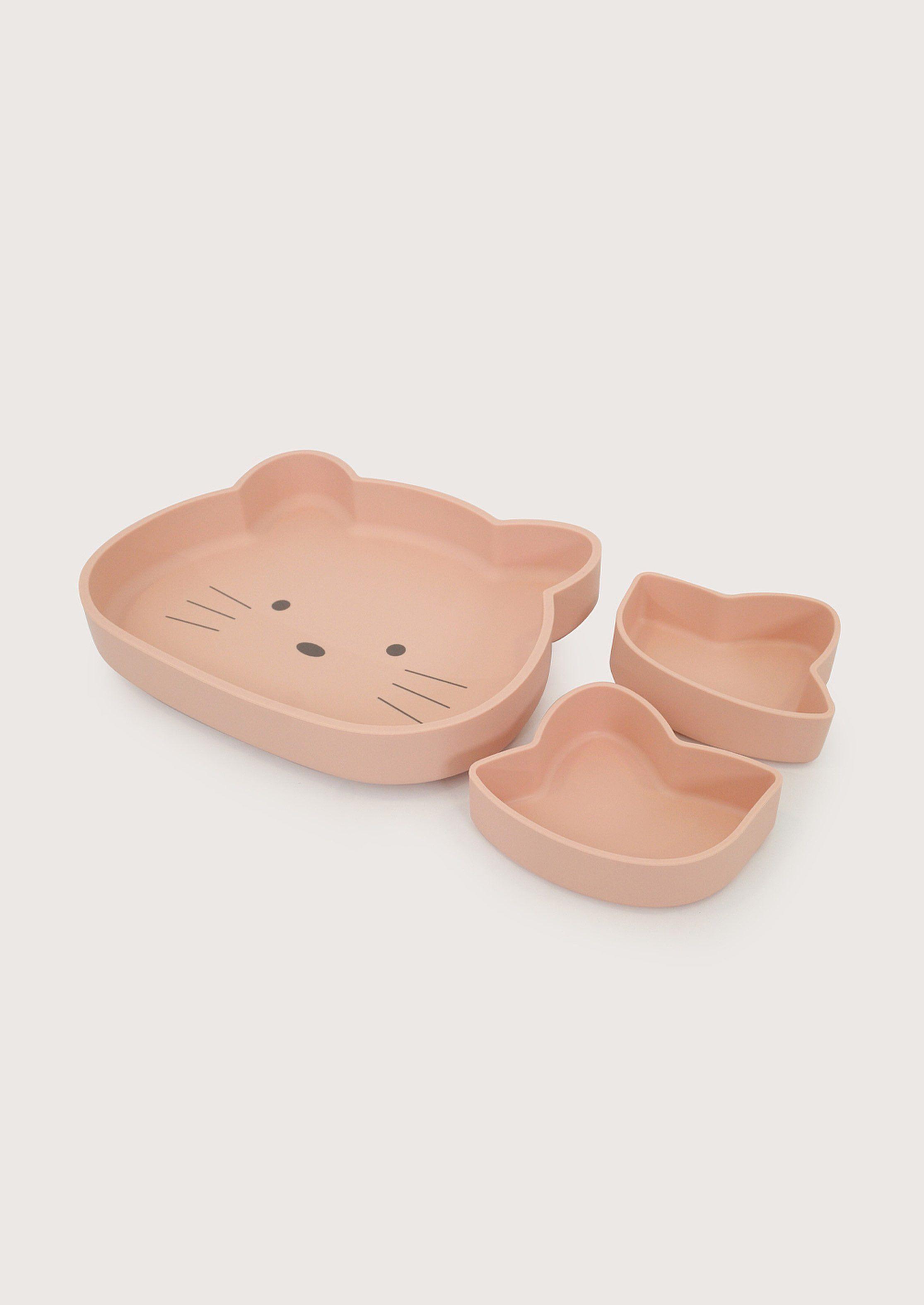 Plato gato con base antideslizante rosado-2