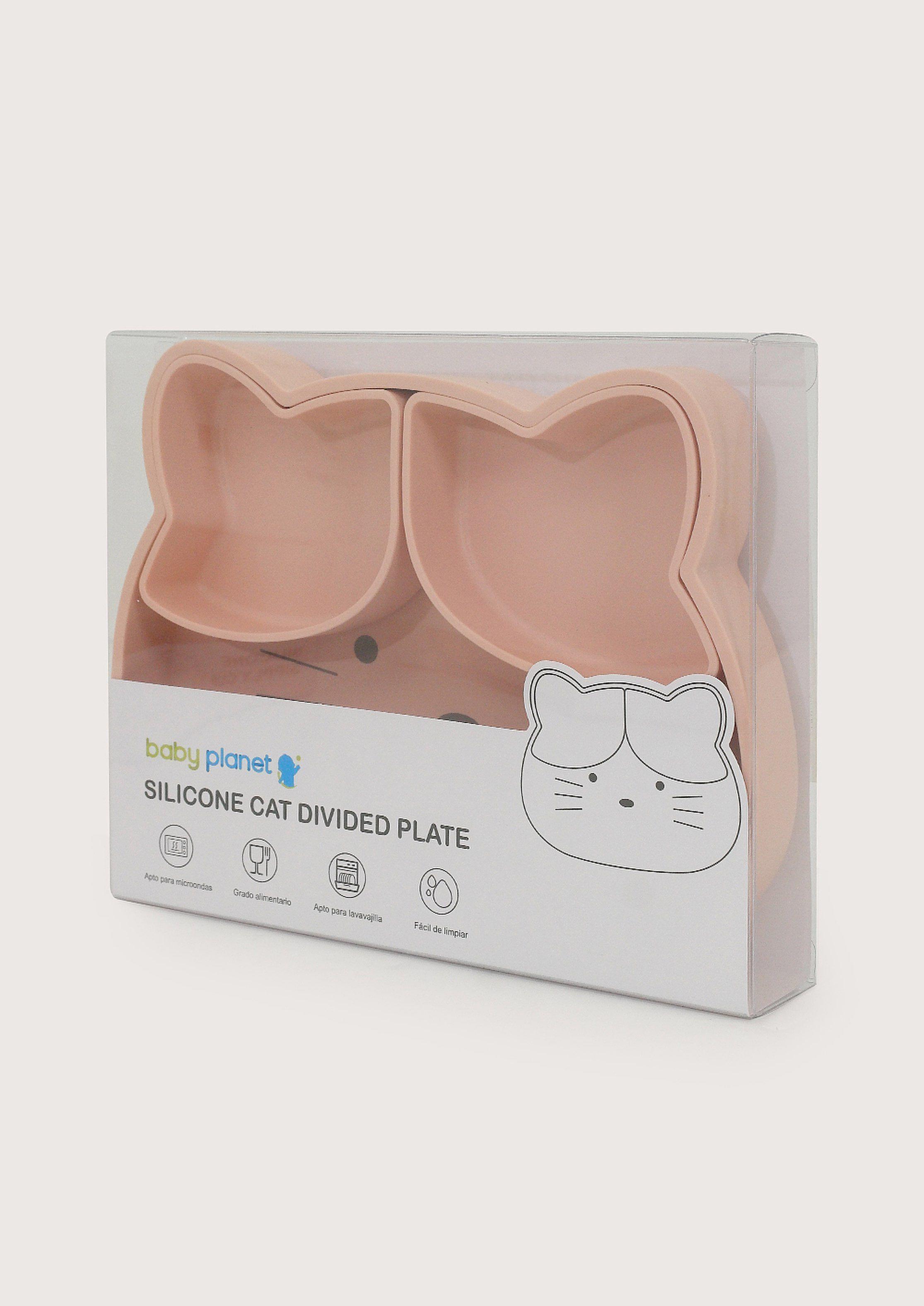 Plato gato con base antideslizante rosado-3