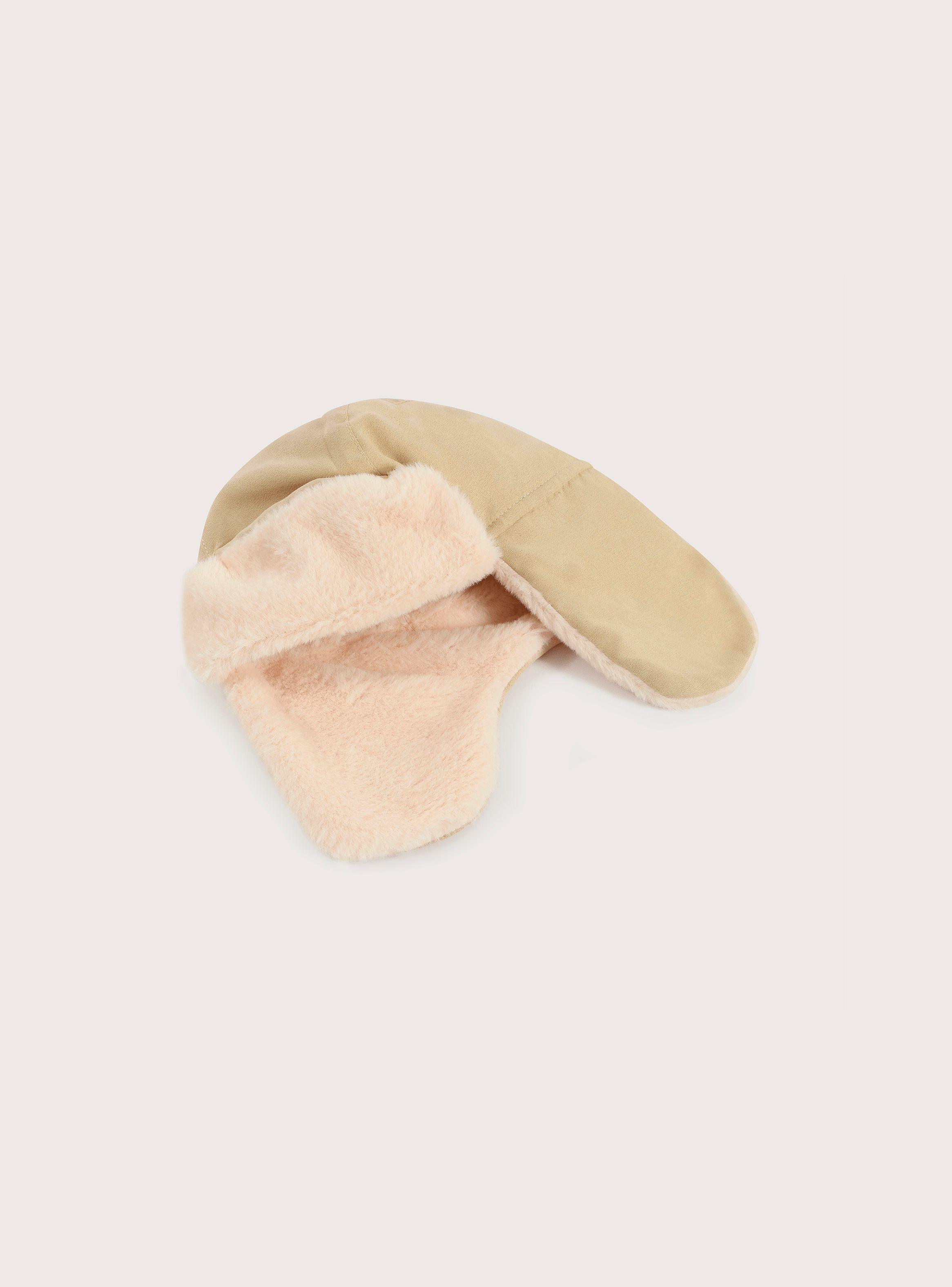 Gorro blanco de aviador con chiporro para niña-1