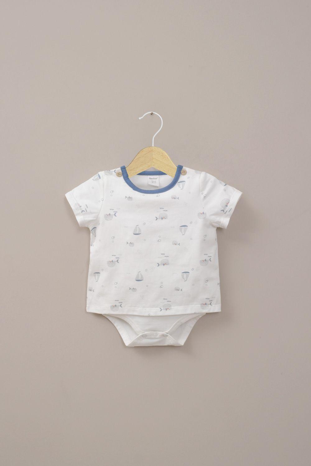 Body polera blanco estampado de bebé niño-0