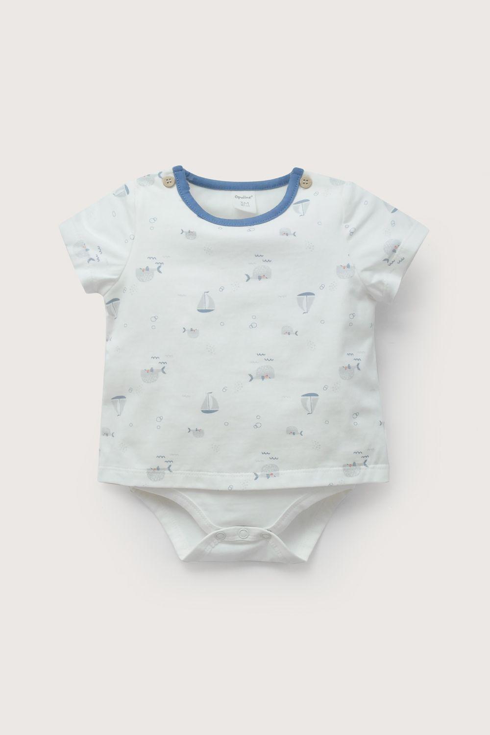 Body polera blanco estampado de bebé niño-1