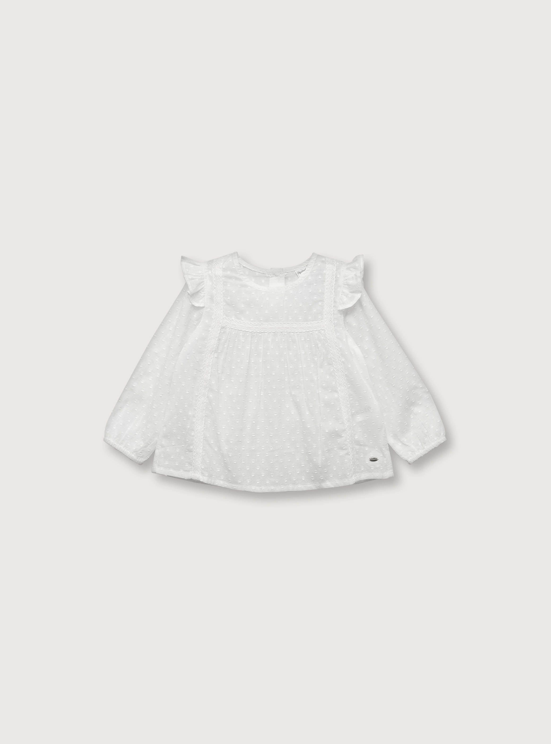 Blusa De Niña Con Vuelos Blanco (6M A 4A) Opaline-0