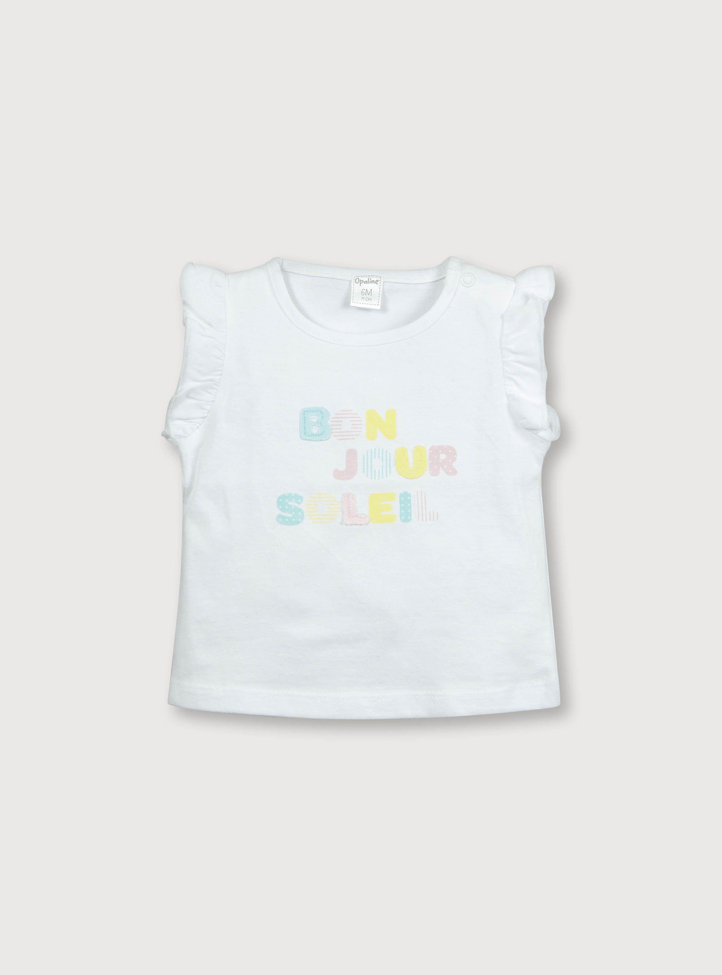 Polera Niña Sin Mangas Blanco (Rn A 9 Meses) Opaline-0