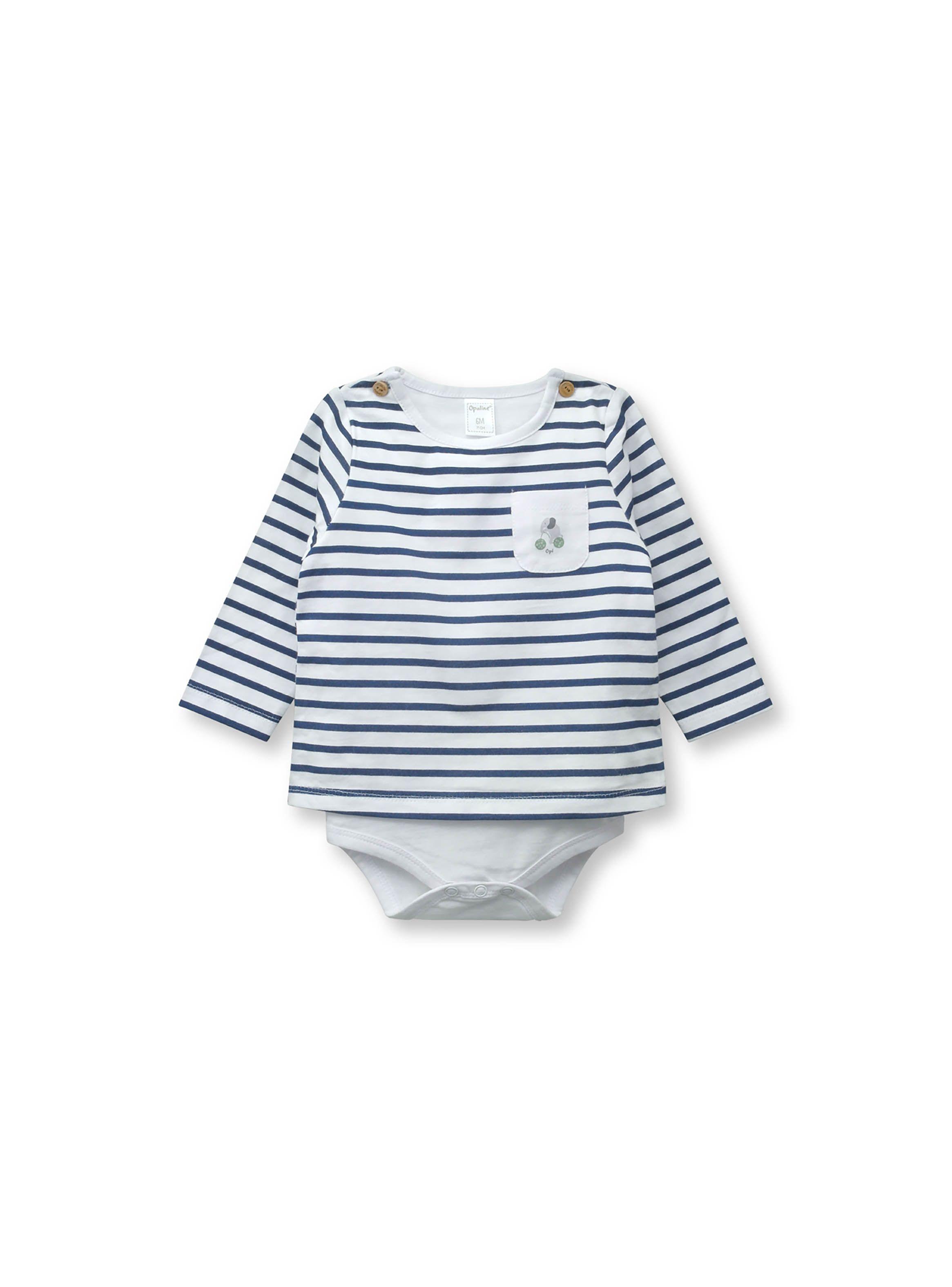 Body Bebé Polera Rayas Blanco (Rn A 9 Meses) Opaline-0