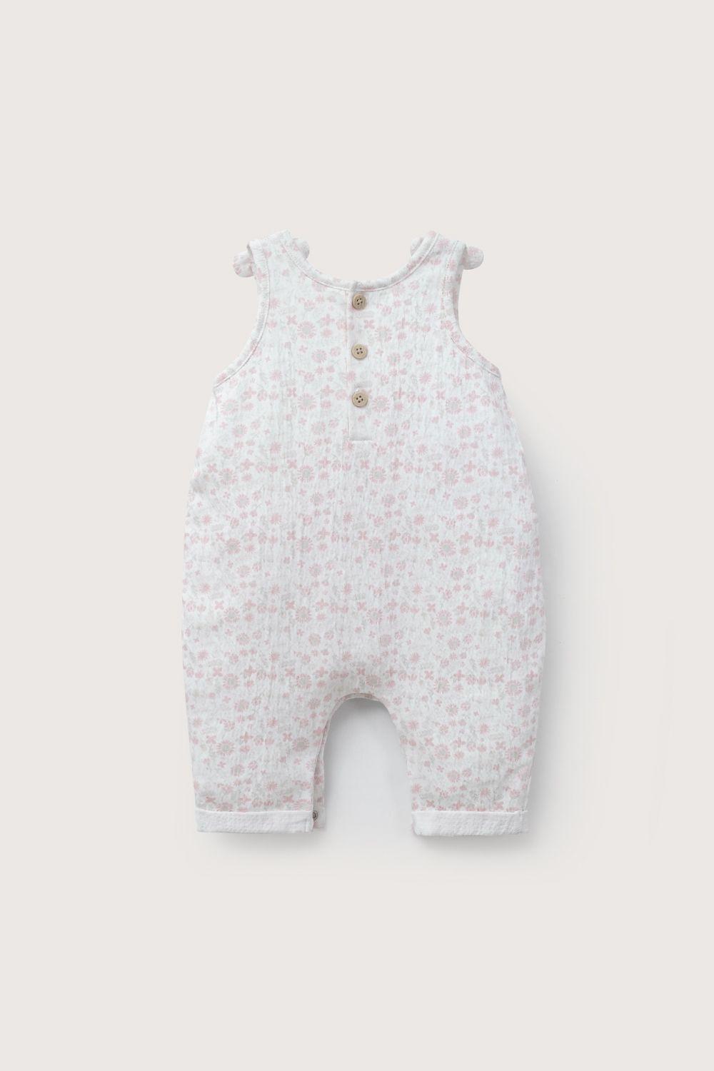 Jardinera rosada estampada de bebé niña-2